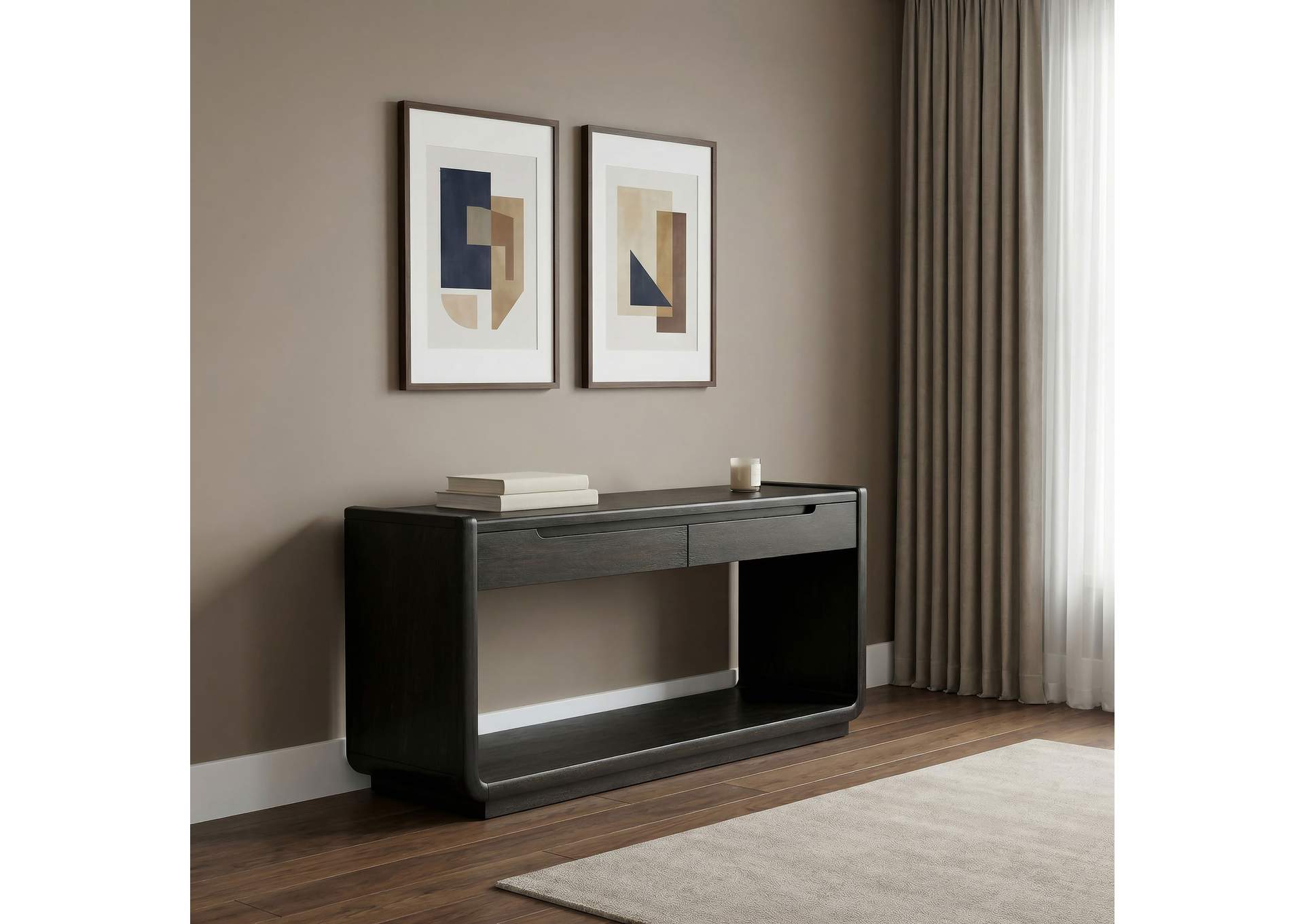 Leandro 2-drawer Entryway Sofa Console Table Burnished Black image 3