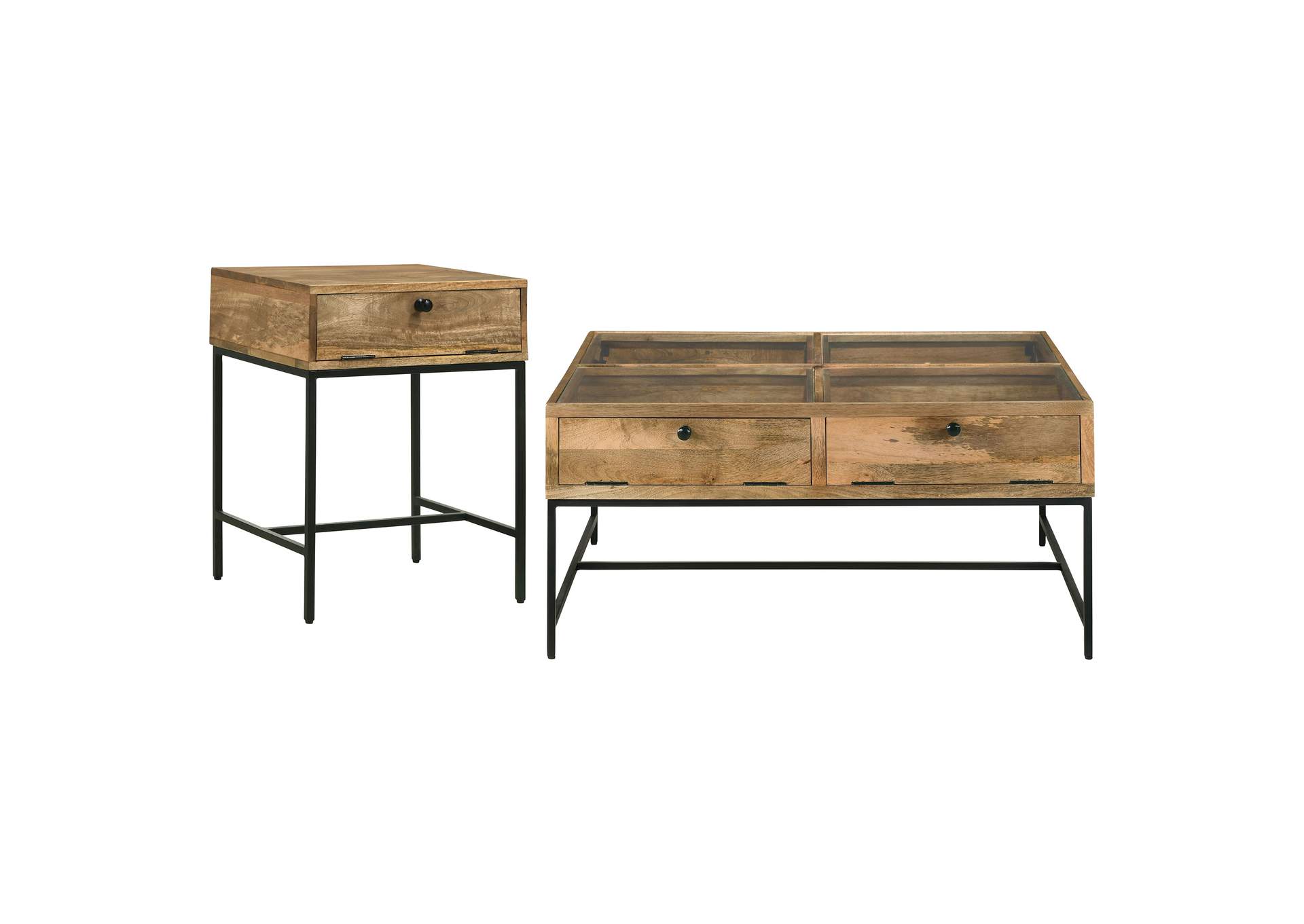 Stephie 2-piece Square Coffee and End Table Set Honey Brown