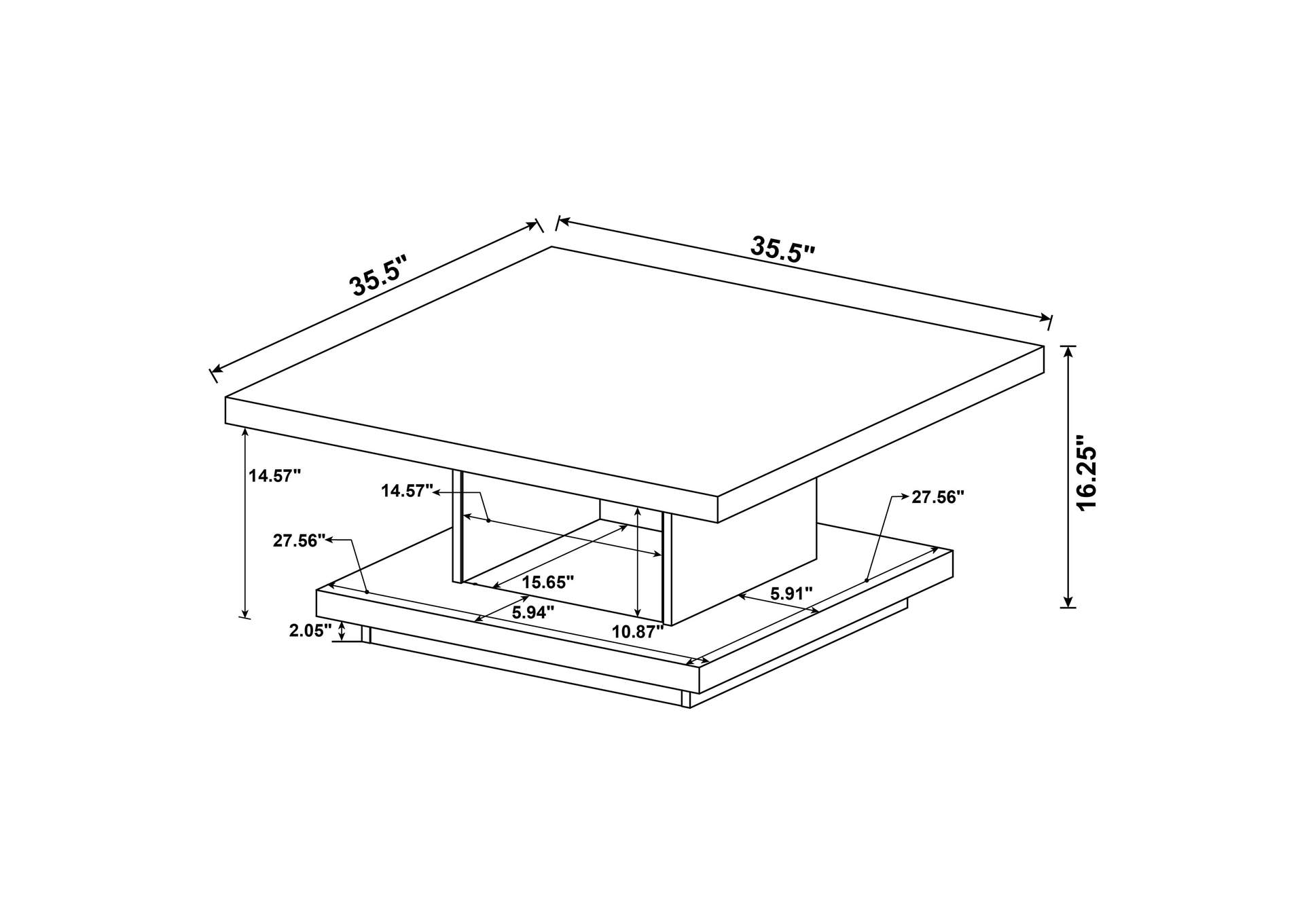 Reston 3-piece Square Coffee and End Table Set Cappuccino