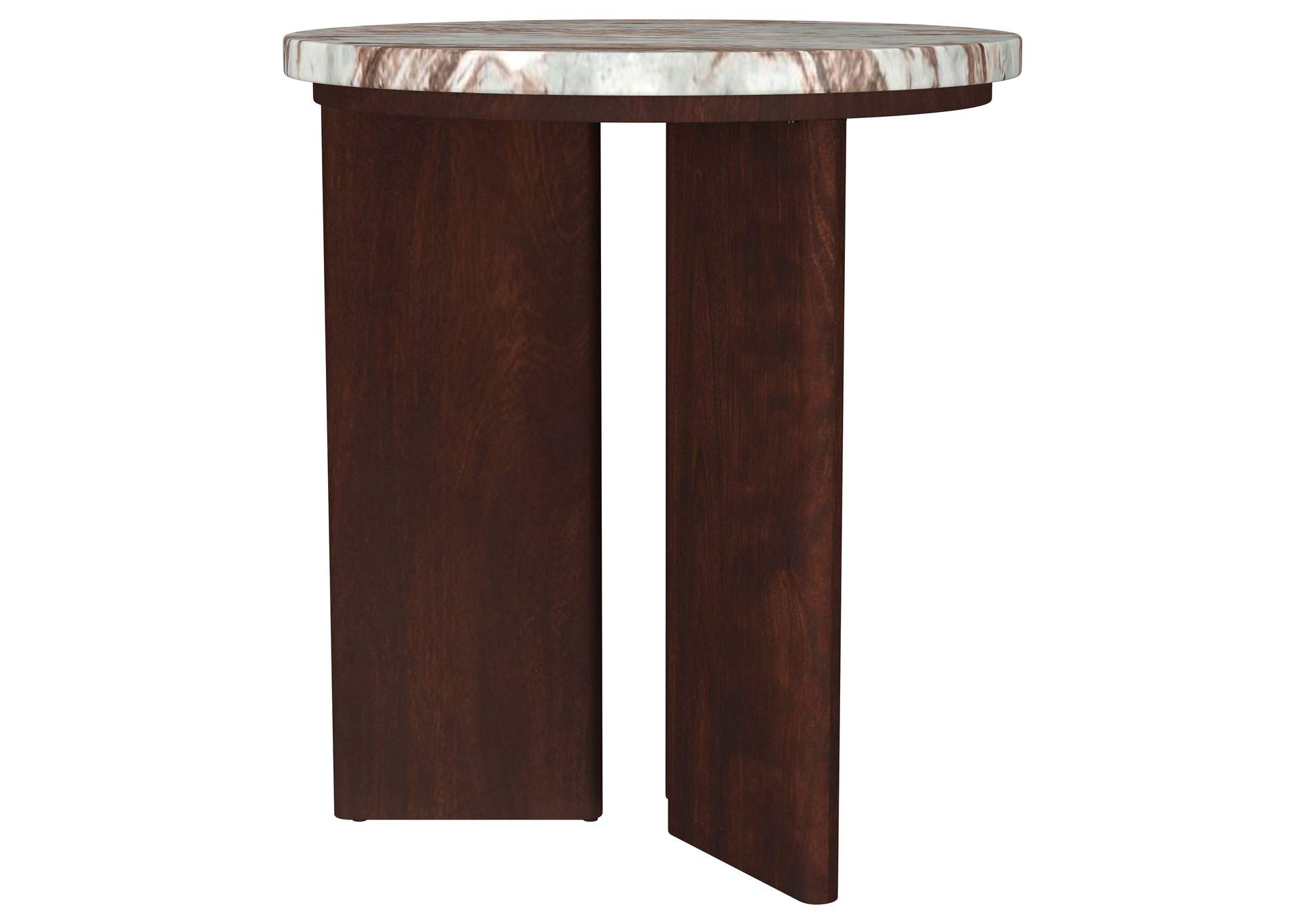 Jenna 2-piece Round Marble Top Coffee Table Set Brown image 4