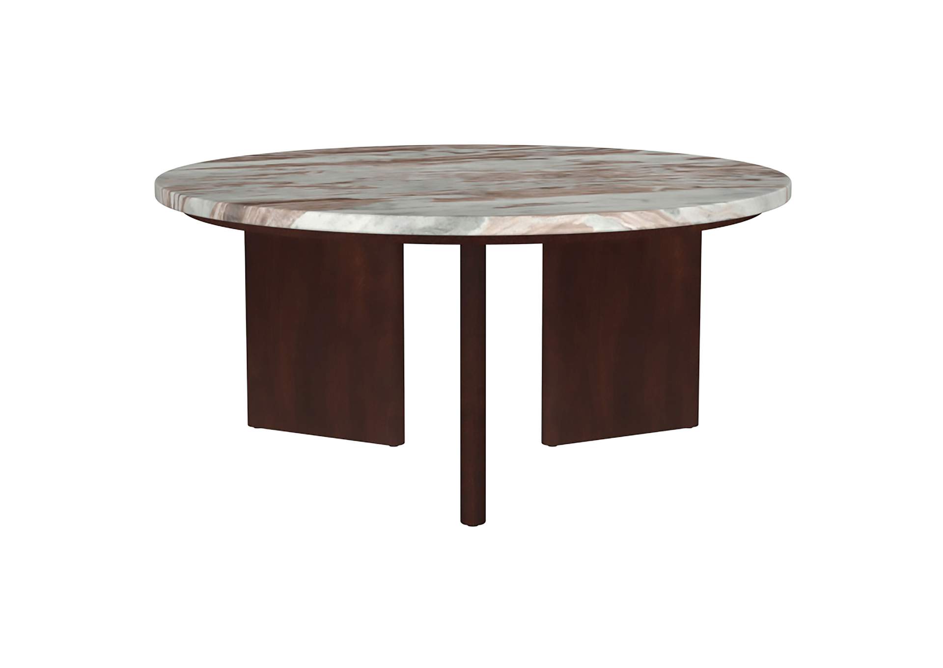 Jenna 2-piece Round Marble Top Coffee Table Set Brown image 8