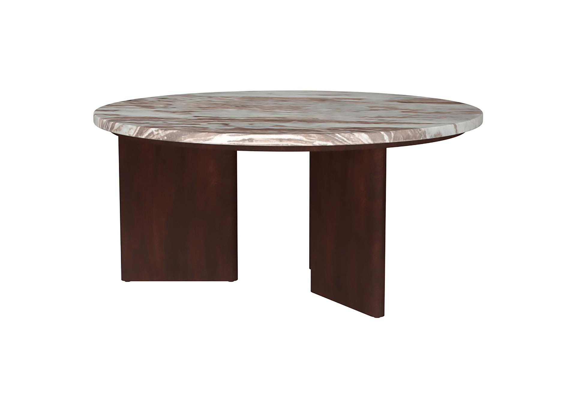 Jenna 3-piece Round Marble Top Coffee Table Set Brown image 7