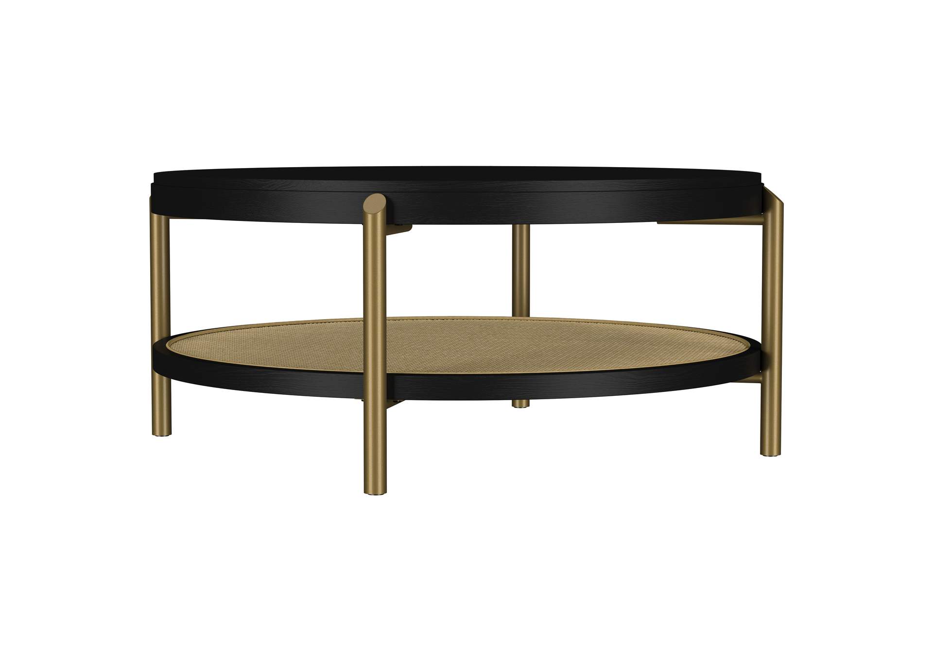 Arini Round Coffee Table With Storage Shelf Black