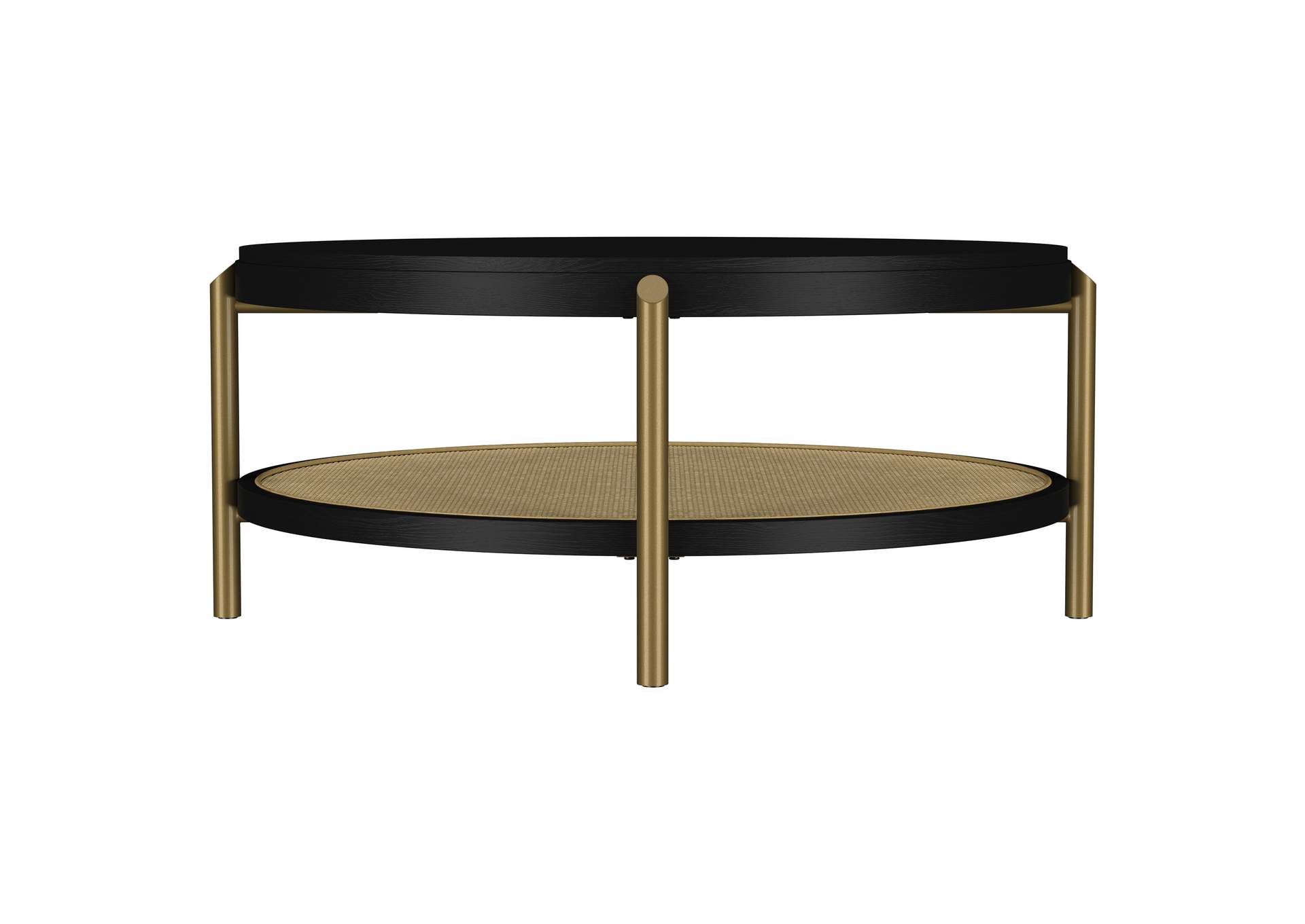 Arini Round Coffee Table With Storage Shelf Black
