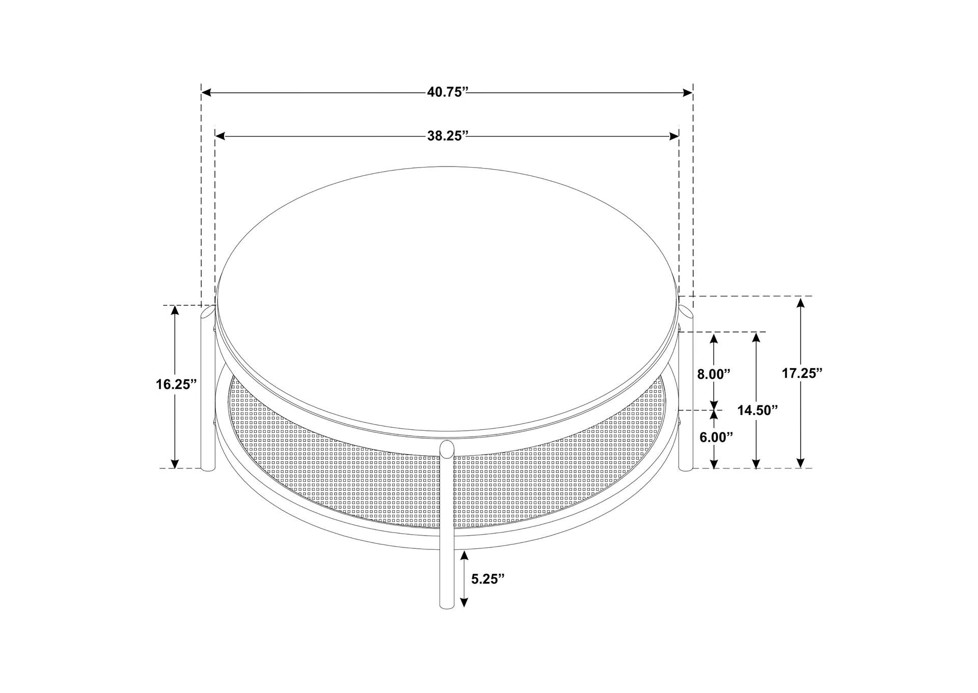 Arini Round Coffee Table With Storage Shelf Black
