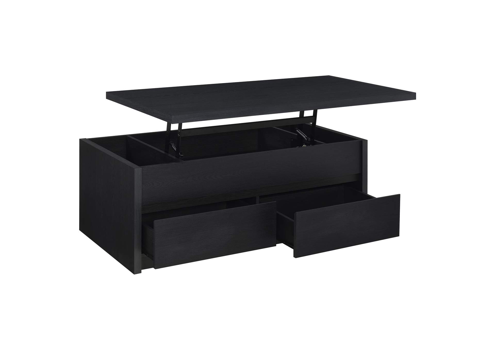 Knapp Lift Top Cocktail Coffee Table with Dual Drawers Black