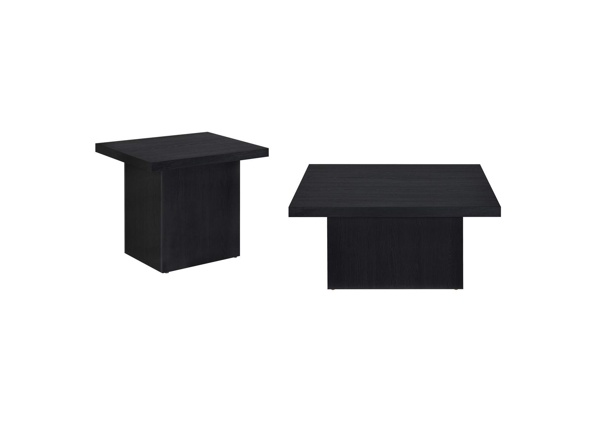 Devar 2-piece Square Cocktail Coffee End Table Set Black image 3