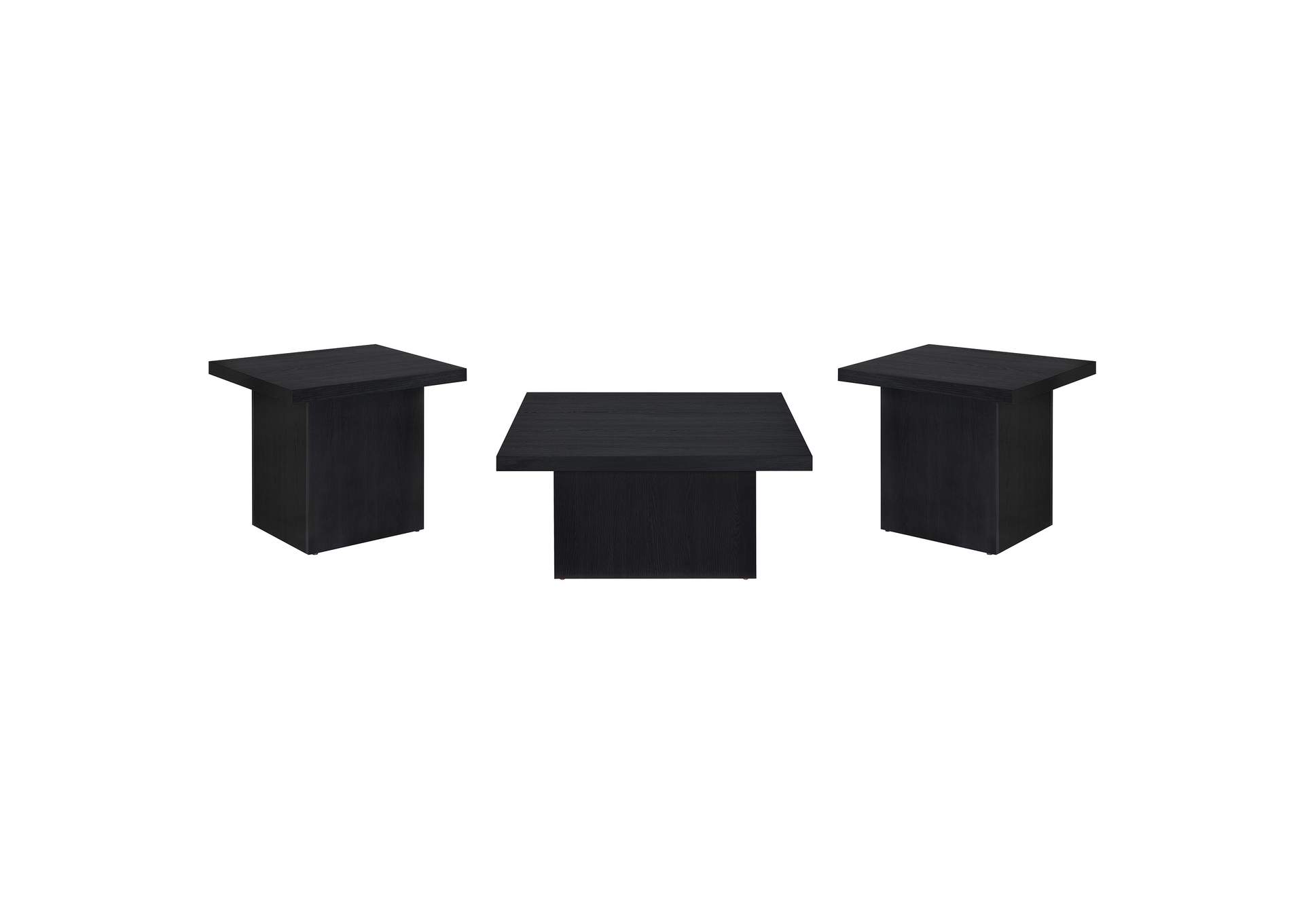 Devar 3-piece Square Cocktail Coffee End Table Set Black image 3