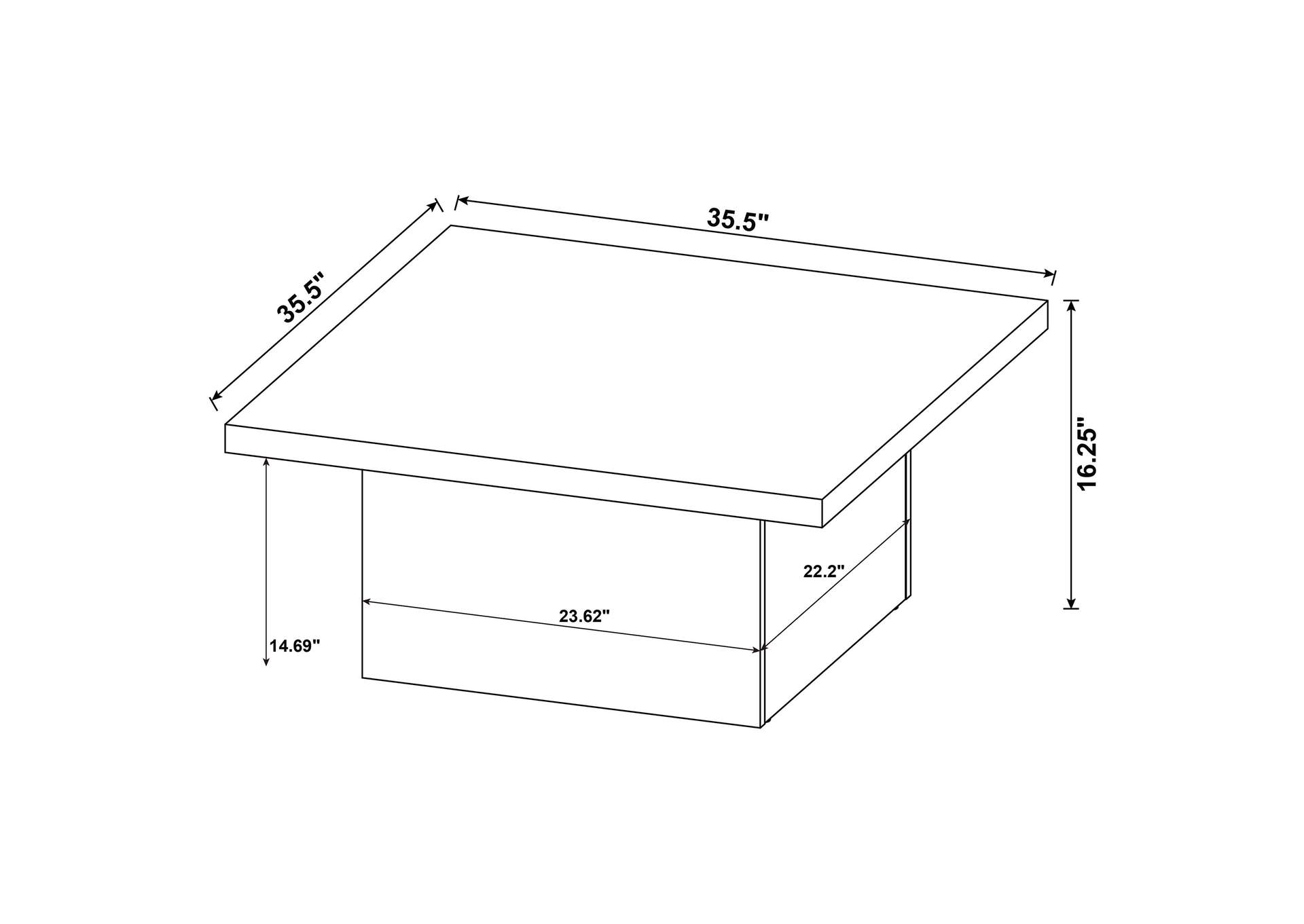 Devar 3-piece Square Cocktail Coffee End Table Set Black image 16