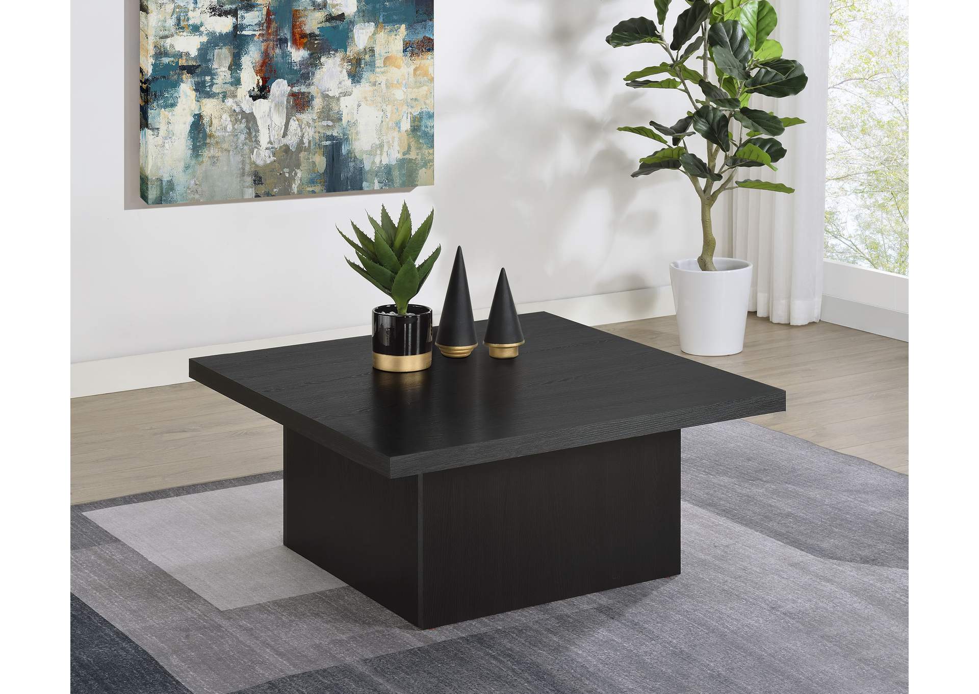 Devar Square Engineered Wood Cocktail Coffee Table Black image 3