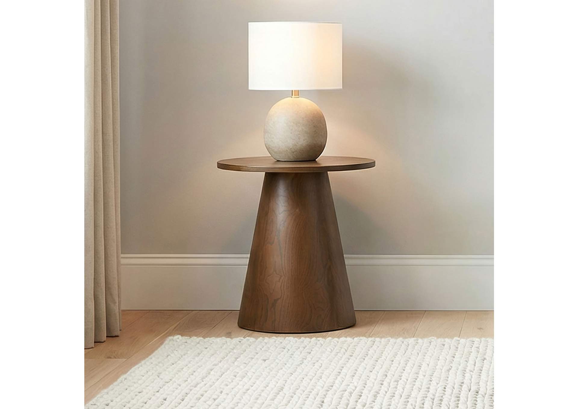 Franklin Round Wood Pedestal Side End Table Dark Brown image 3