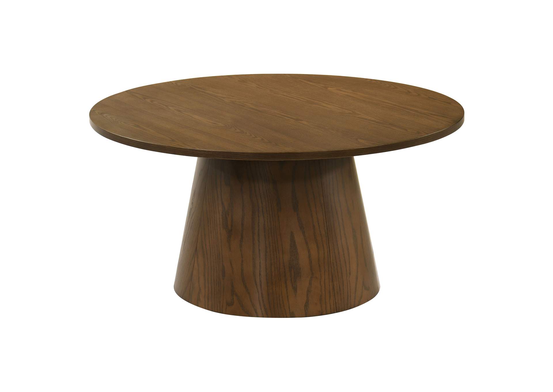 Franklin 2-piece Round Pedestal Coffee Table Set Dark Brown image 6