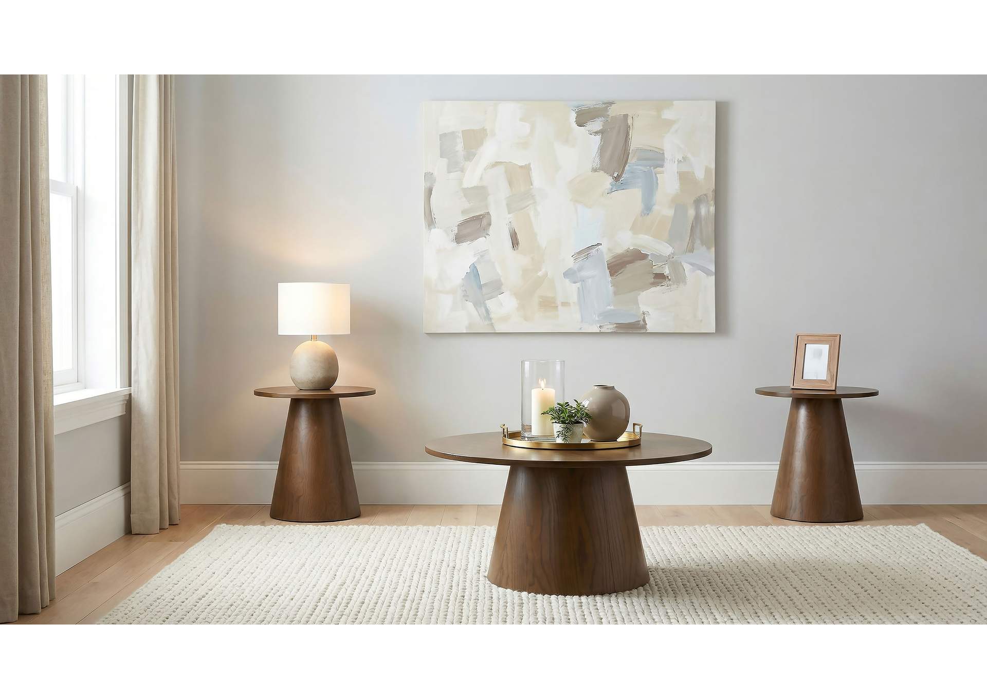 Franklin 3-piece Round Pedestal Coffee Table Set Dark Brown image 1