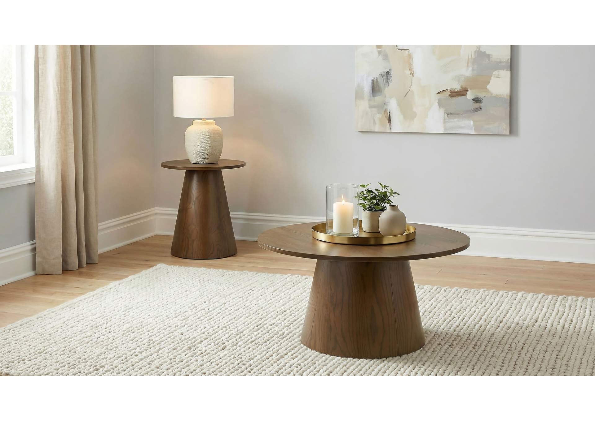 Franklin 36-inch Round Pedestal Coffee Table Dark Brown image 8