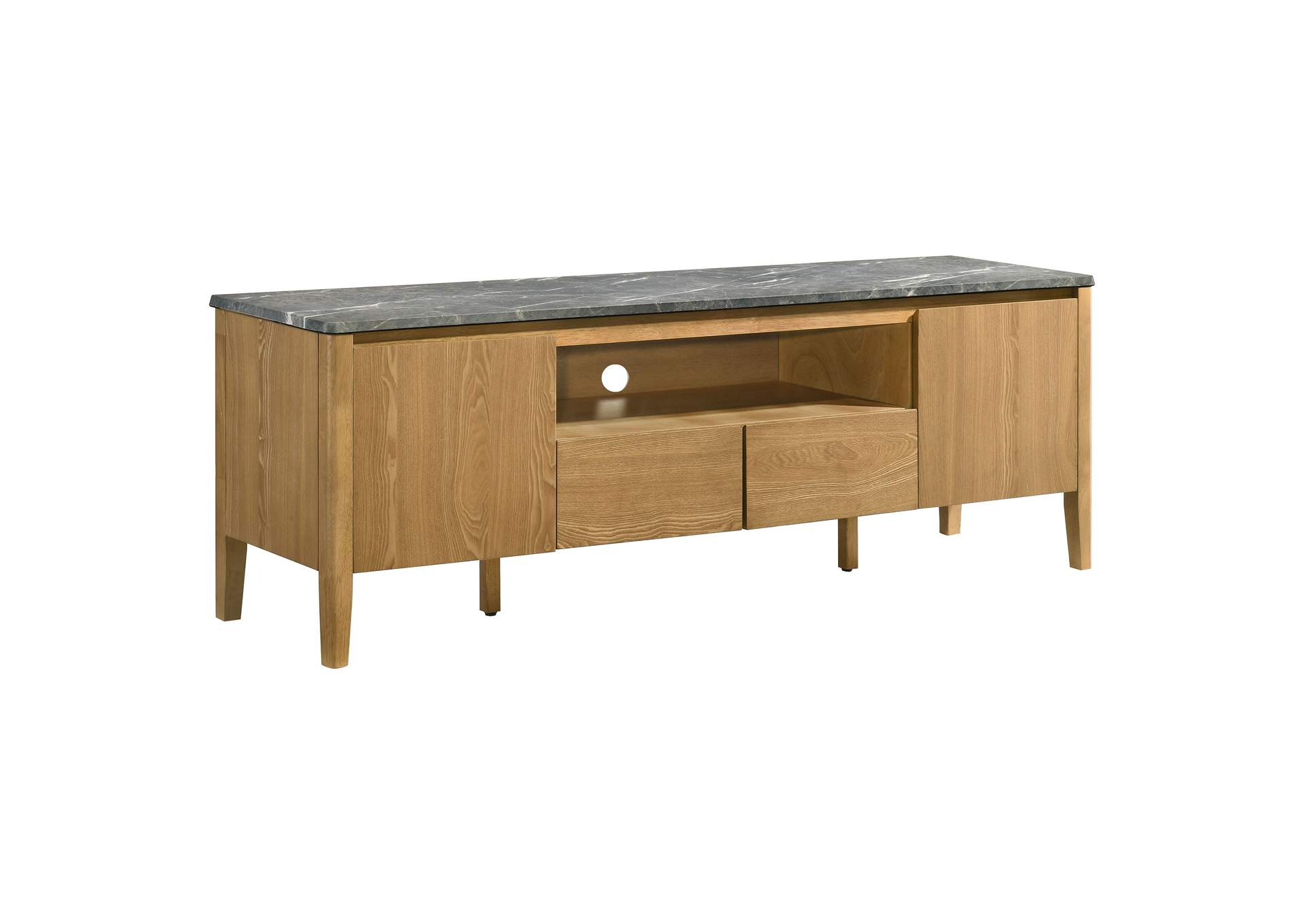 Bradley 63-inch 2-Door SmartTop TV Stand Grey and Natural image 1