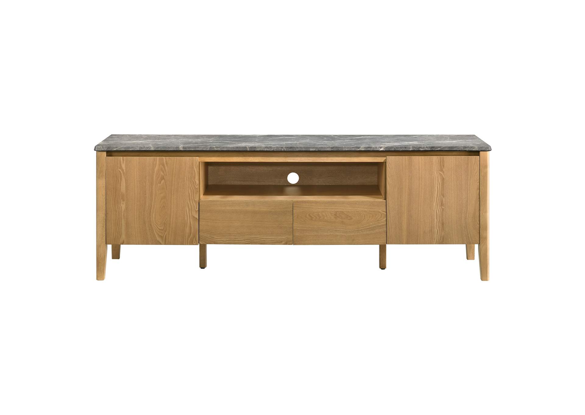 Bradley 63-inch 2-Door SmartTop TV Stand Grey and Natural image 4