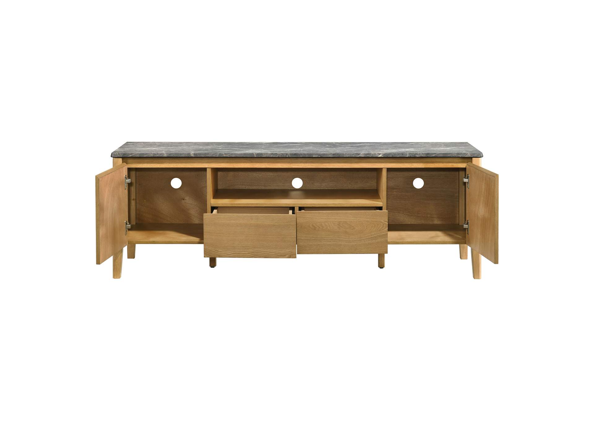 Bradley 63-inch 2-Door SmartTop TV Stand Grey and Natural image 5
