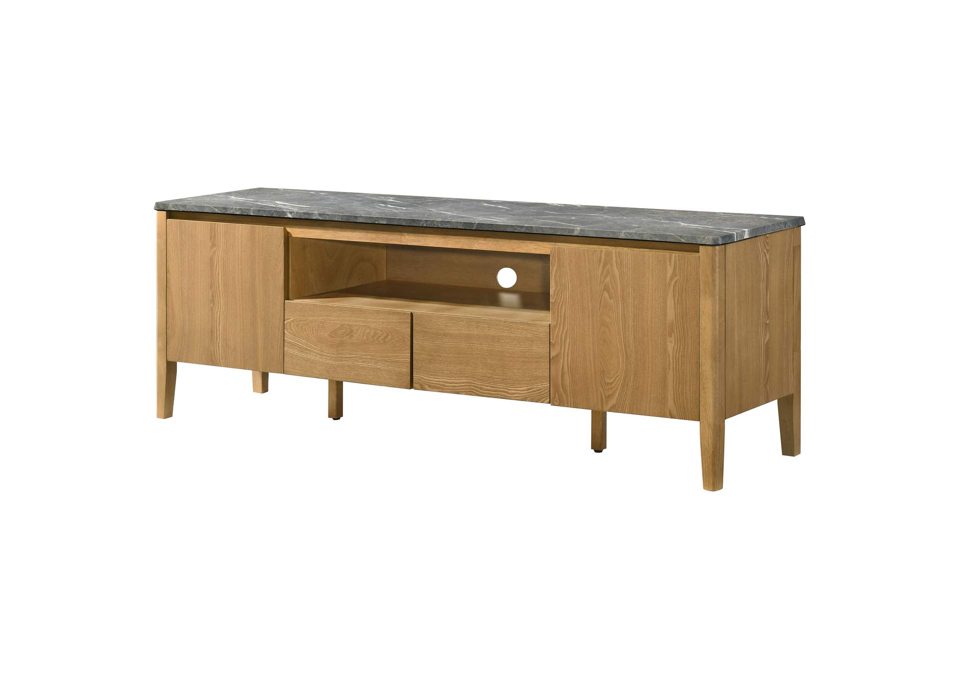 Bradley 63-inch 2-Door SmartTop TV Stand Grey and Natural image 6