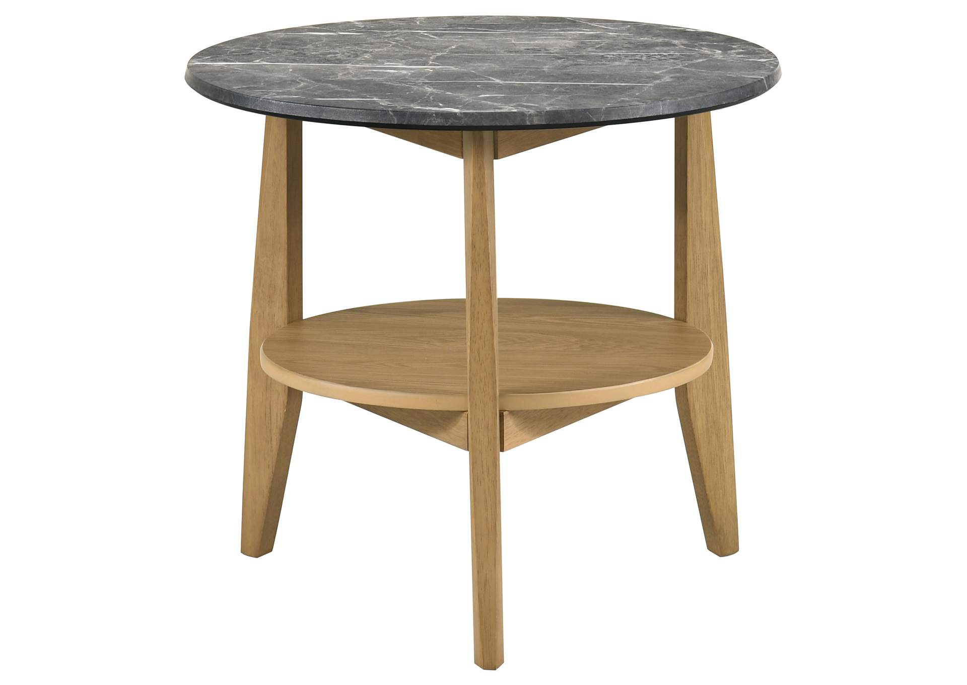 Bradley Round SmartTop End Side Table Grey and Natural image 4