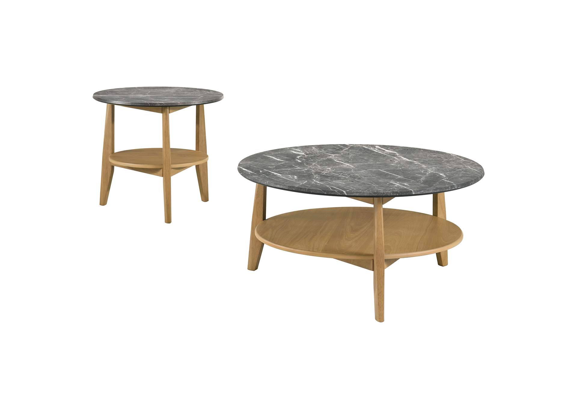 Bradley 2-Piece Round SmartTop Coffee Table Set Grey and Natural image 3
