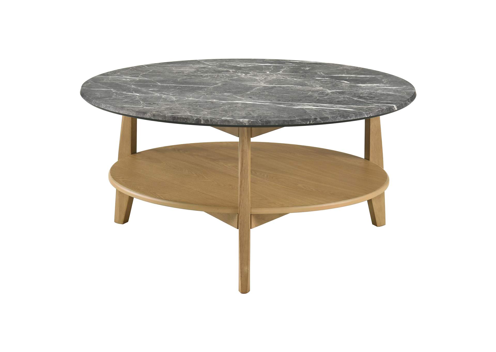 Bradley Round SmartTop Cocktail Coffee Table Grey and Natural image 4