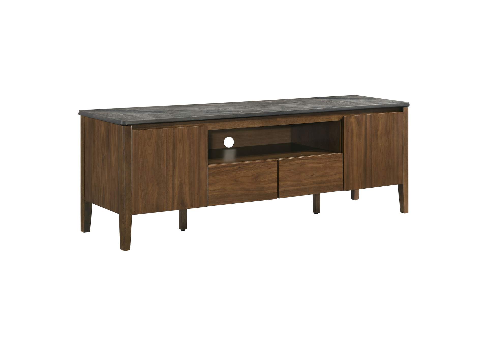 Bradley 63-inch 2-Door SmartTop TV Stand Smokey Grey and Brown image 1