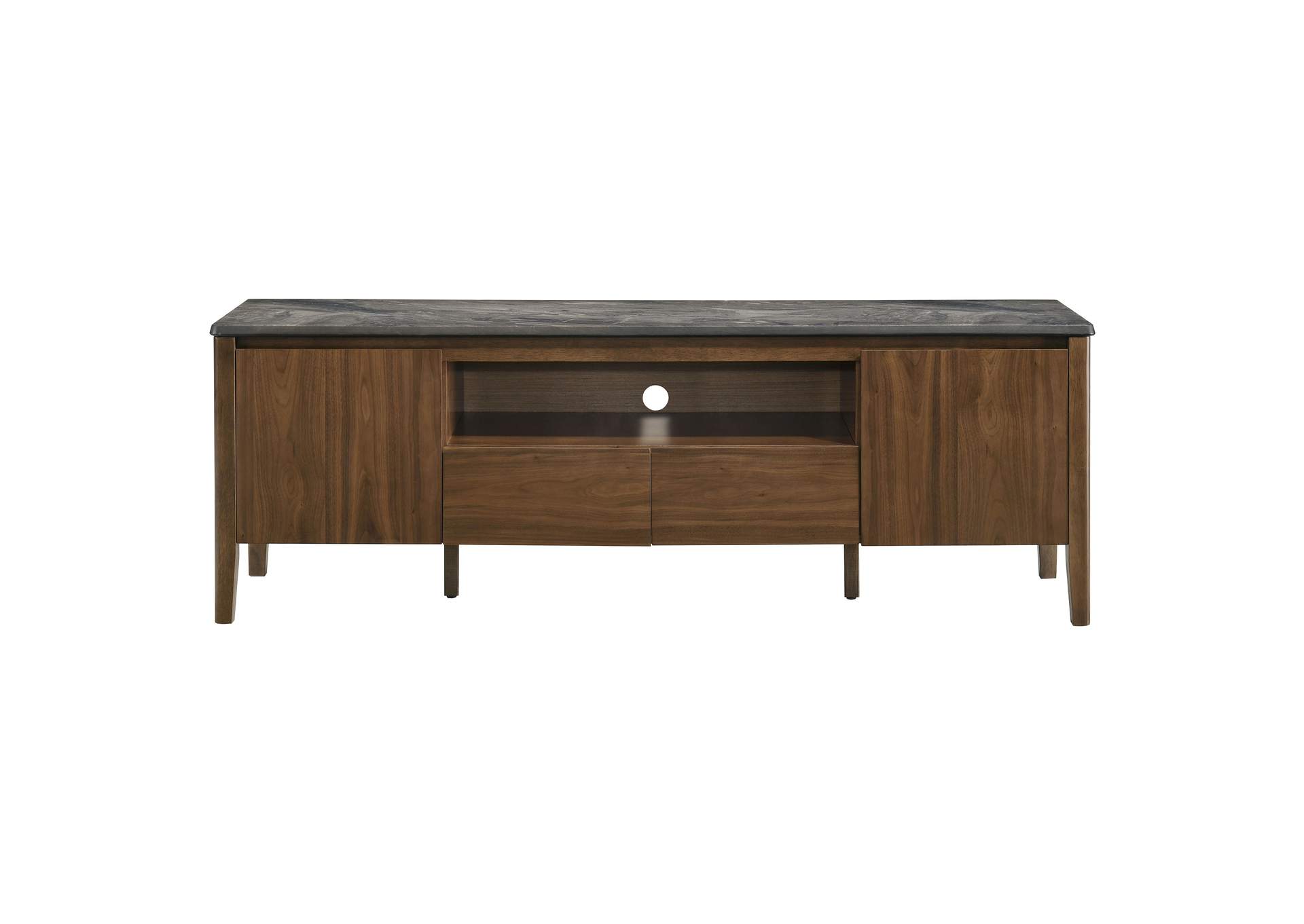 Bradley 63-inch 2-Door SmartTop TV Stand Smokey Grey and Brown image 4