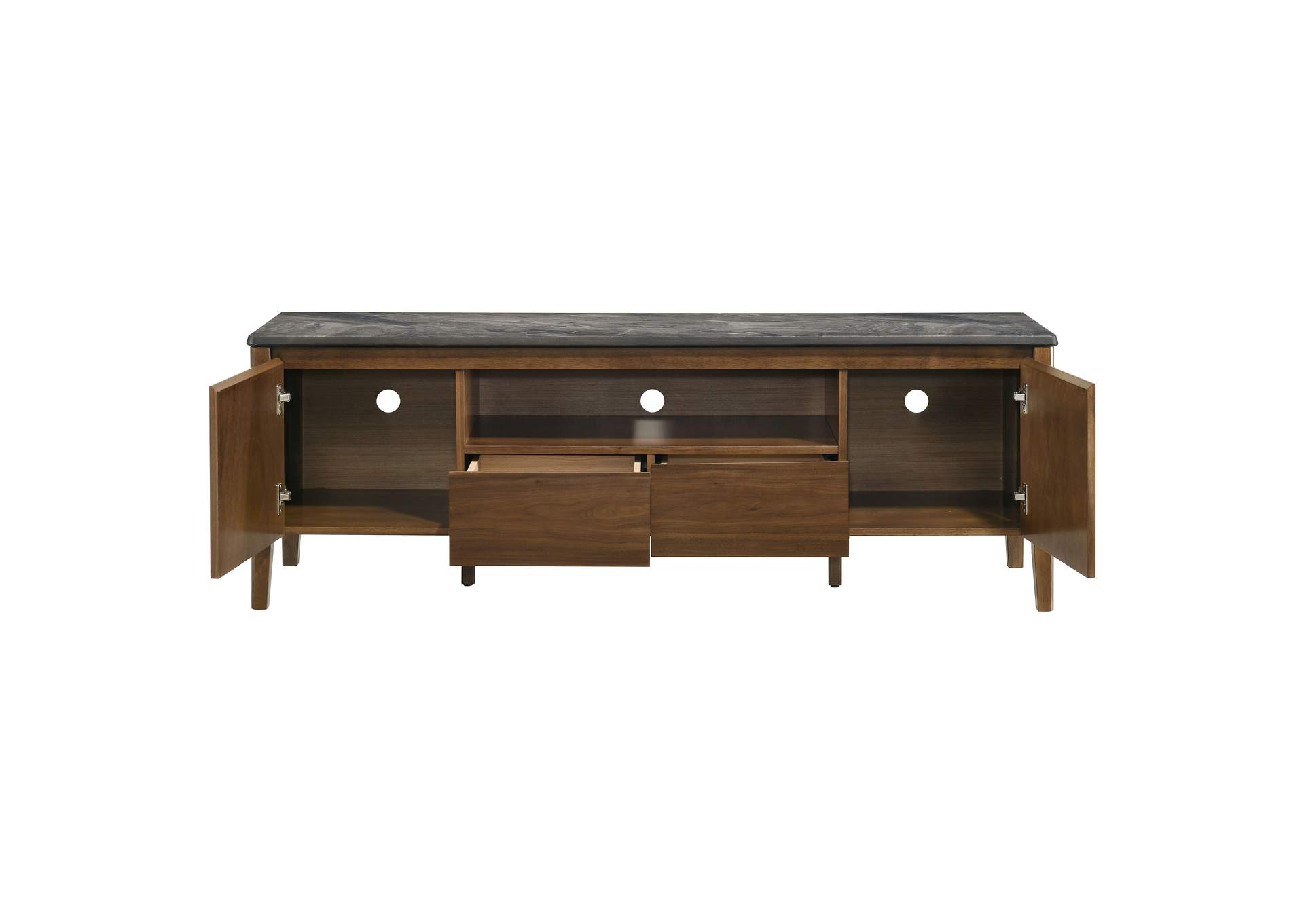 Bradley 63-inch 2-Door SmartTop TV Stand Smokey Grey and Brown image 5