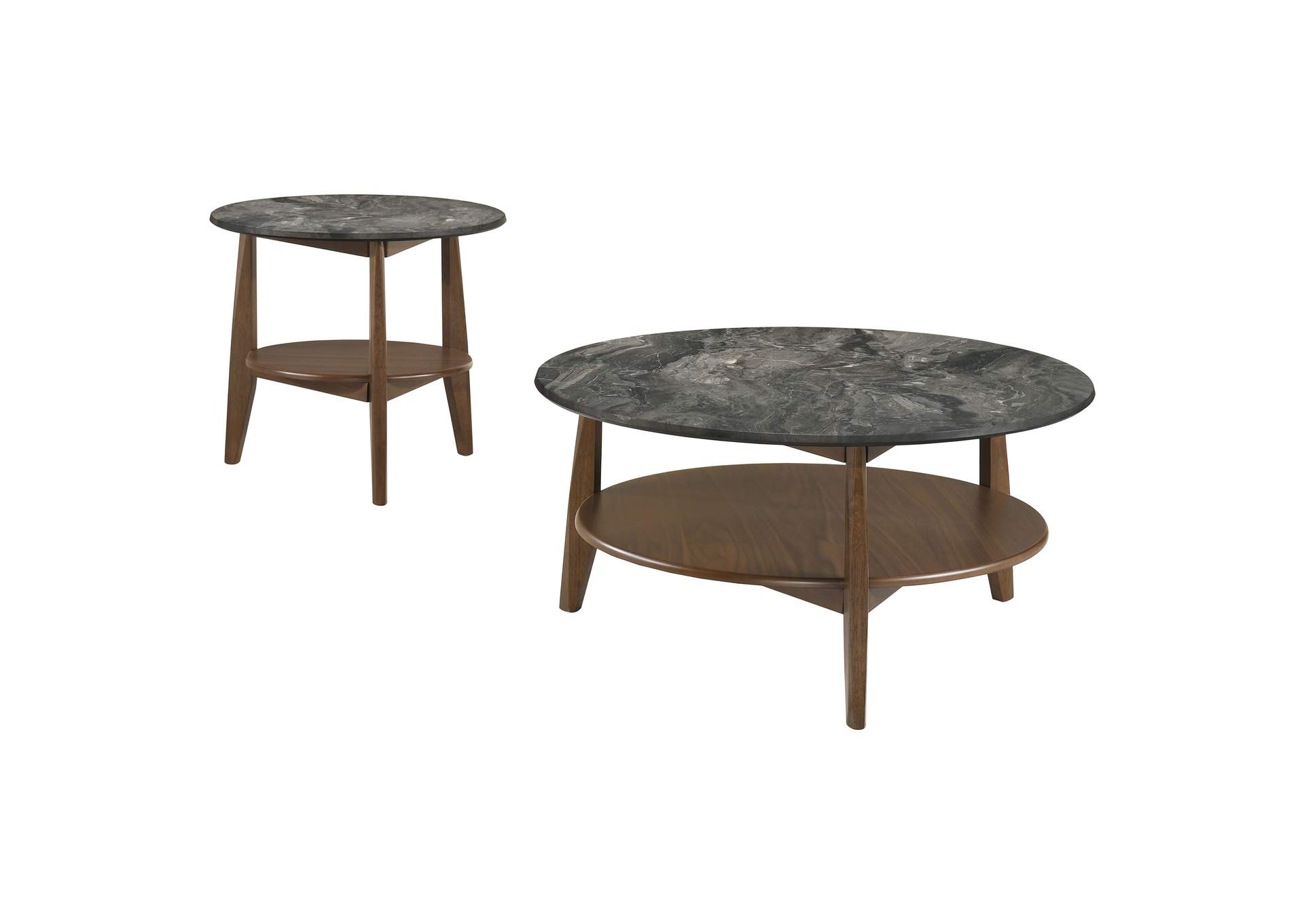 Bradley 2-Piece Round SmartTop Coffee Table Set Smokey Grey and Brown image 3