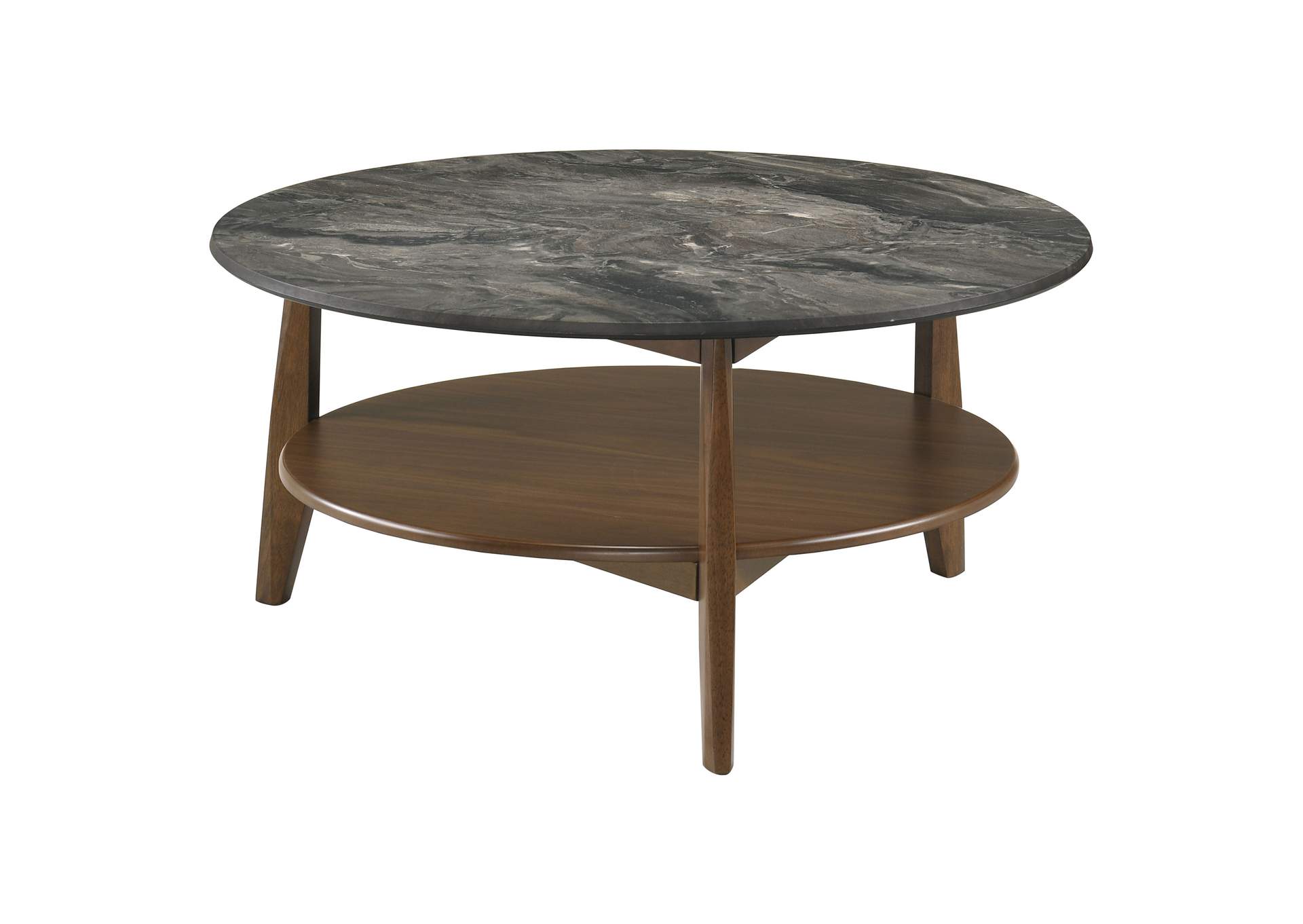 Bradley Round SmartTop Cocktail Coffee Table Smokey Grey and Brown image 1