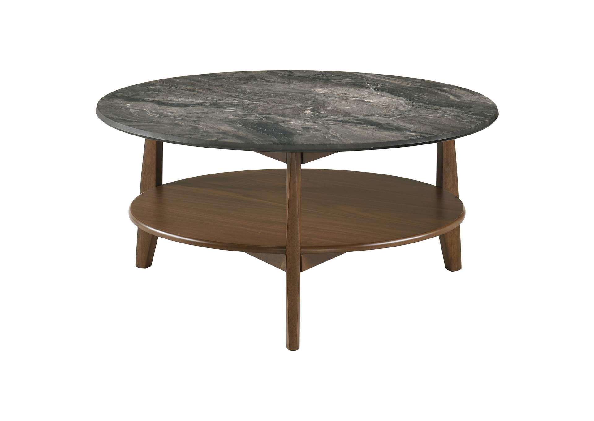 Bradley Round SmartTop Cocktail Coffee Table Smokey Grey and Brown image 4