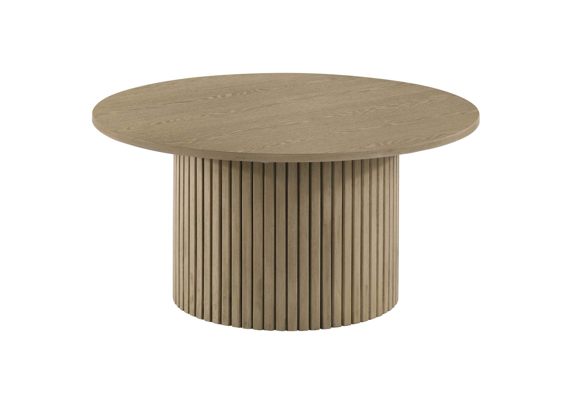 Hamlyn 2-piece Round Fluted Coffee and End Table Set Natural Oak image 6