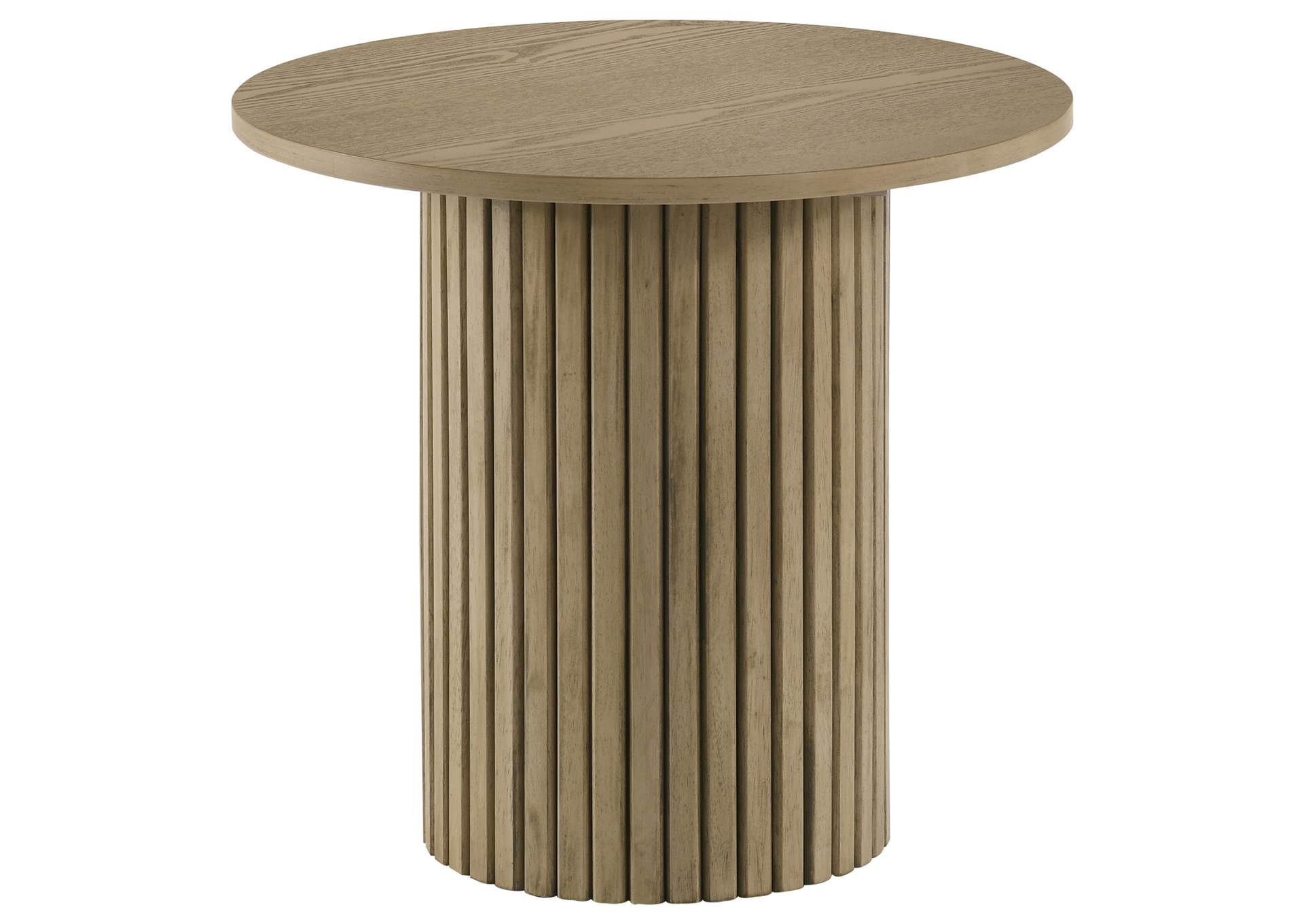 Hamlyn 3-piece Round Fluted Coffee and End Table Set Natural Oak image 4