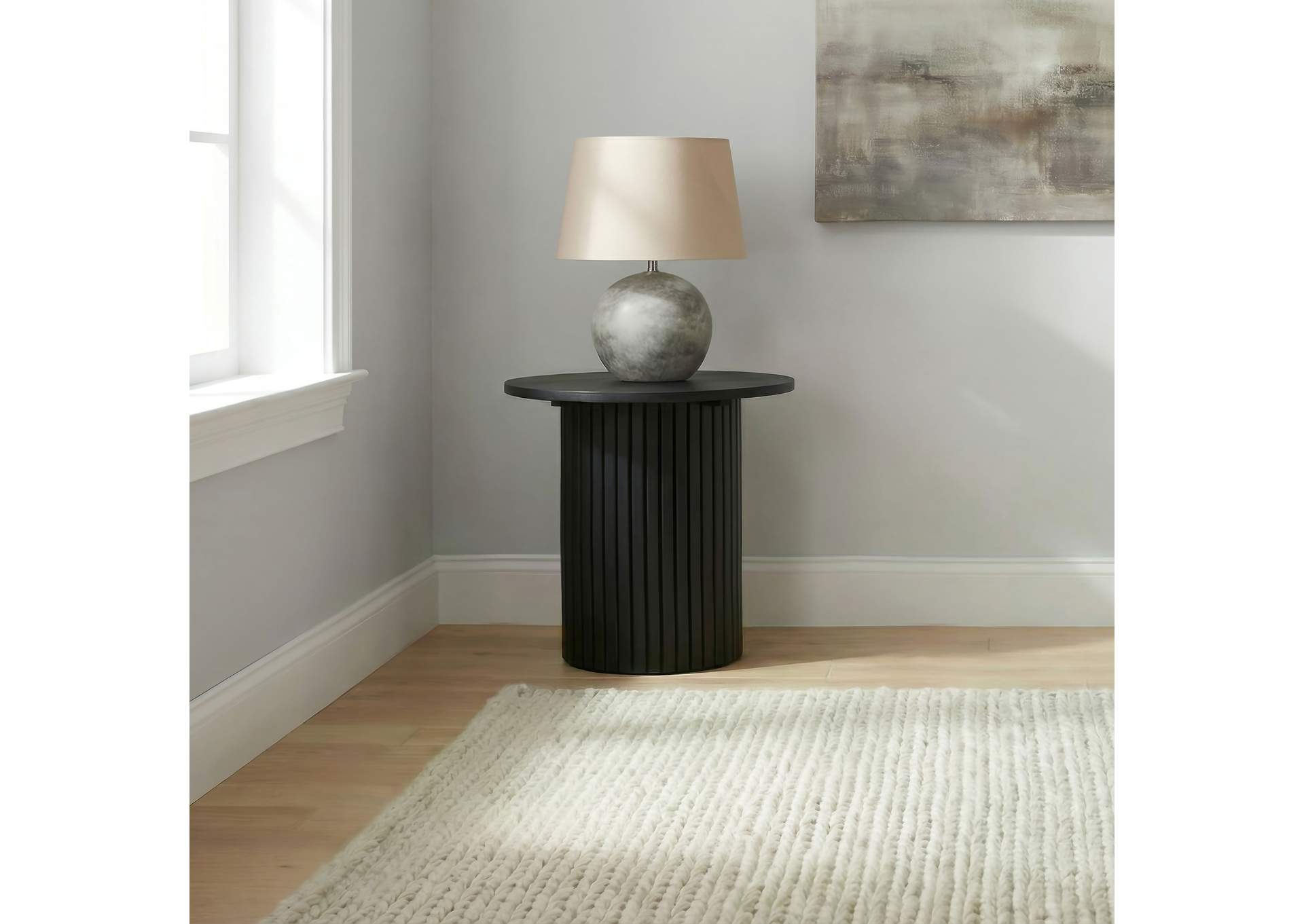 Hamlyn Round Fluted Occasional Side End Table Black image 3