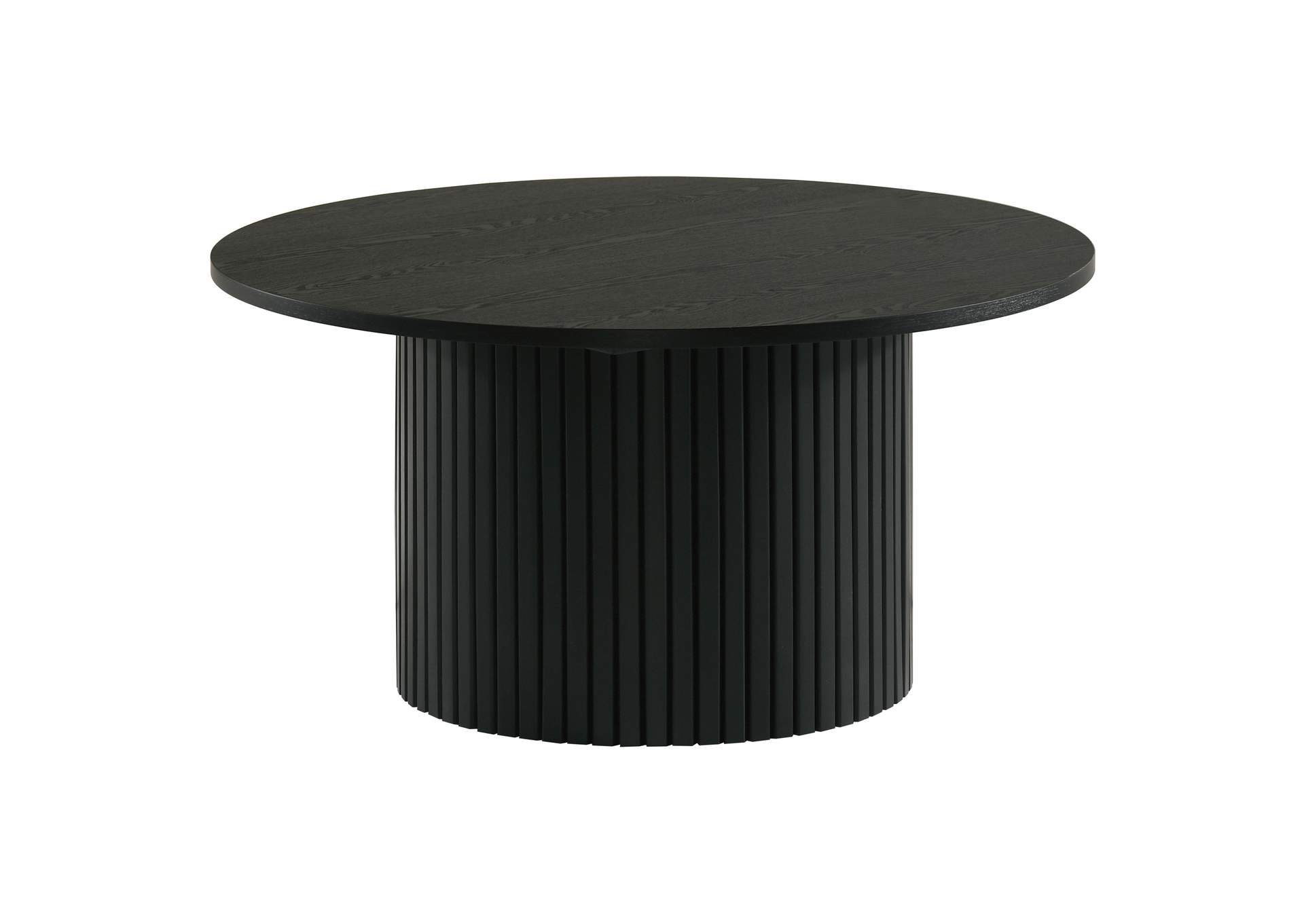 Hamlyn 2-piece Round Fluted Coffee and End Table Set Black image 6