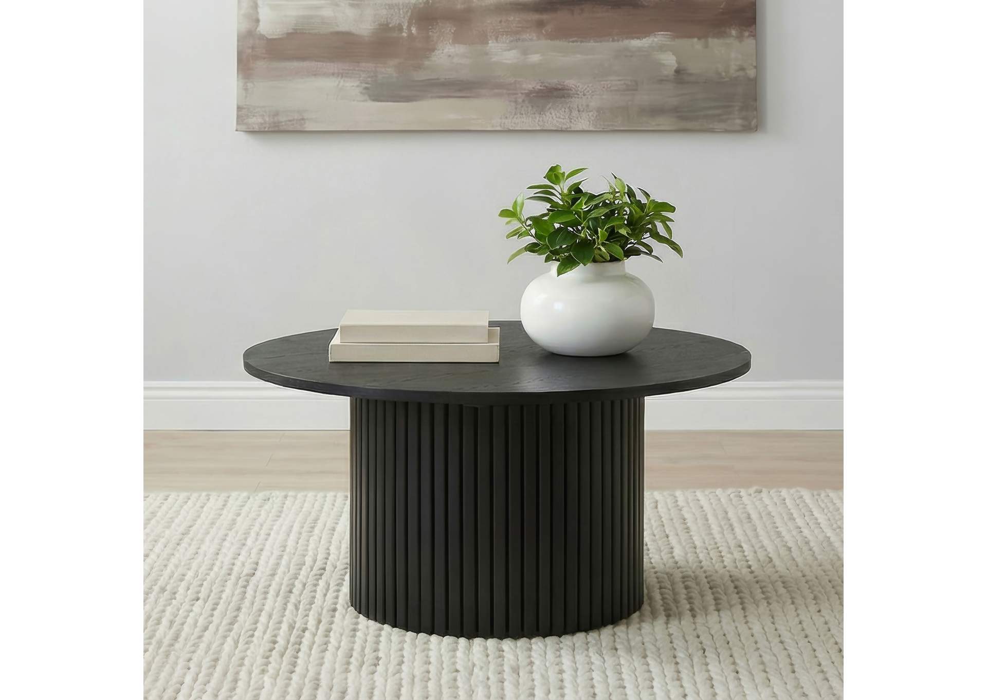 Hamlyn Round Fluted Occasional Cocktail Coffee Table Black image 3