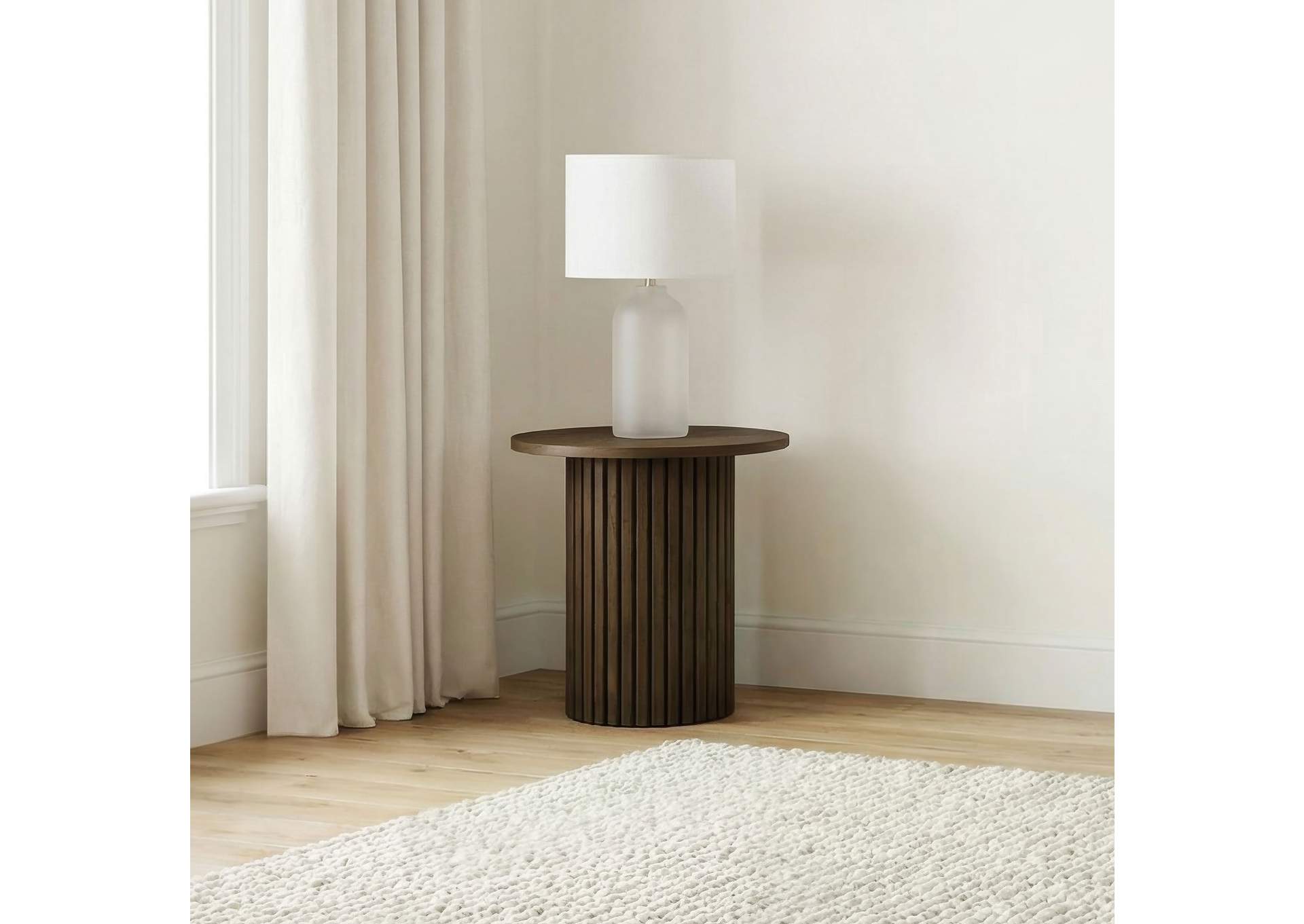 Hamlyn Round Fluted Occasional Side End Table Walnut image 3