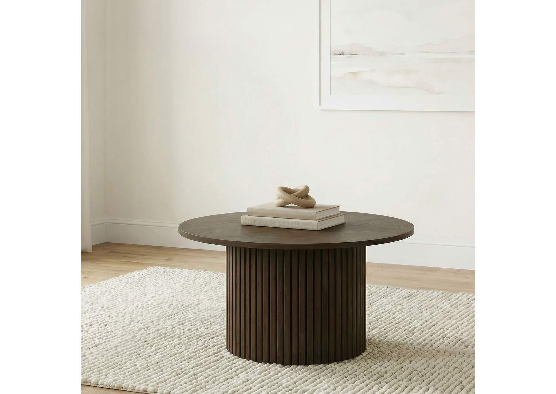 Hamlyn Round Fluted Occasional Cocktail Coffee Table Walnut image 3