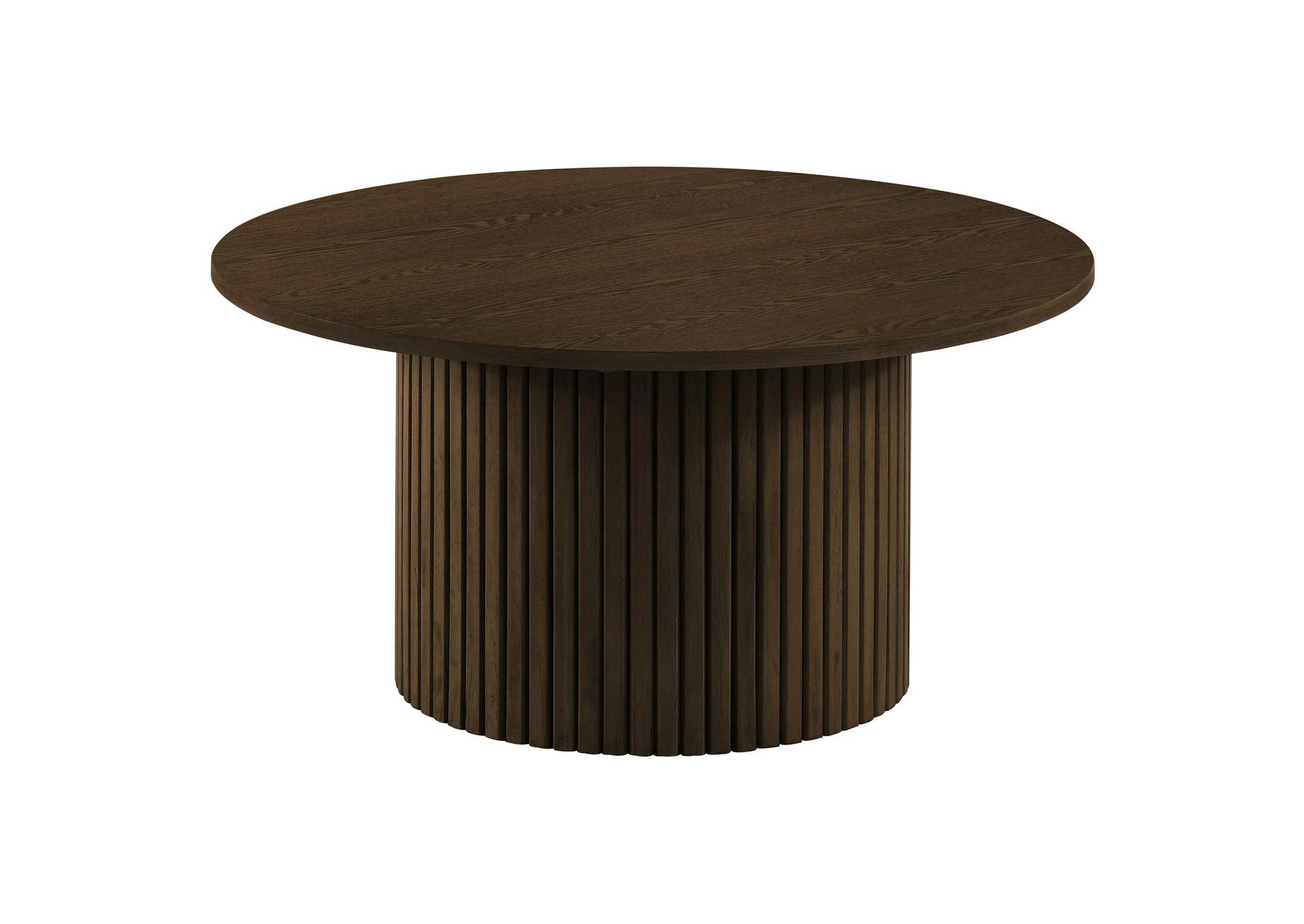 Hamlyn Round Fluted Occasional Cocktail Coffee Table Walnut image 1