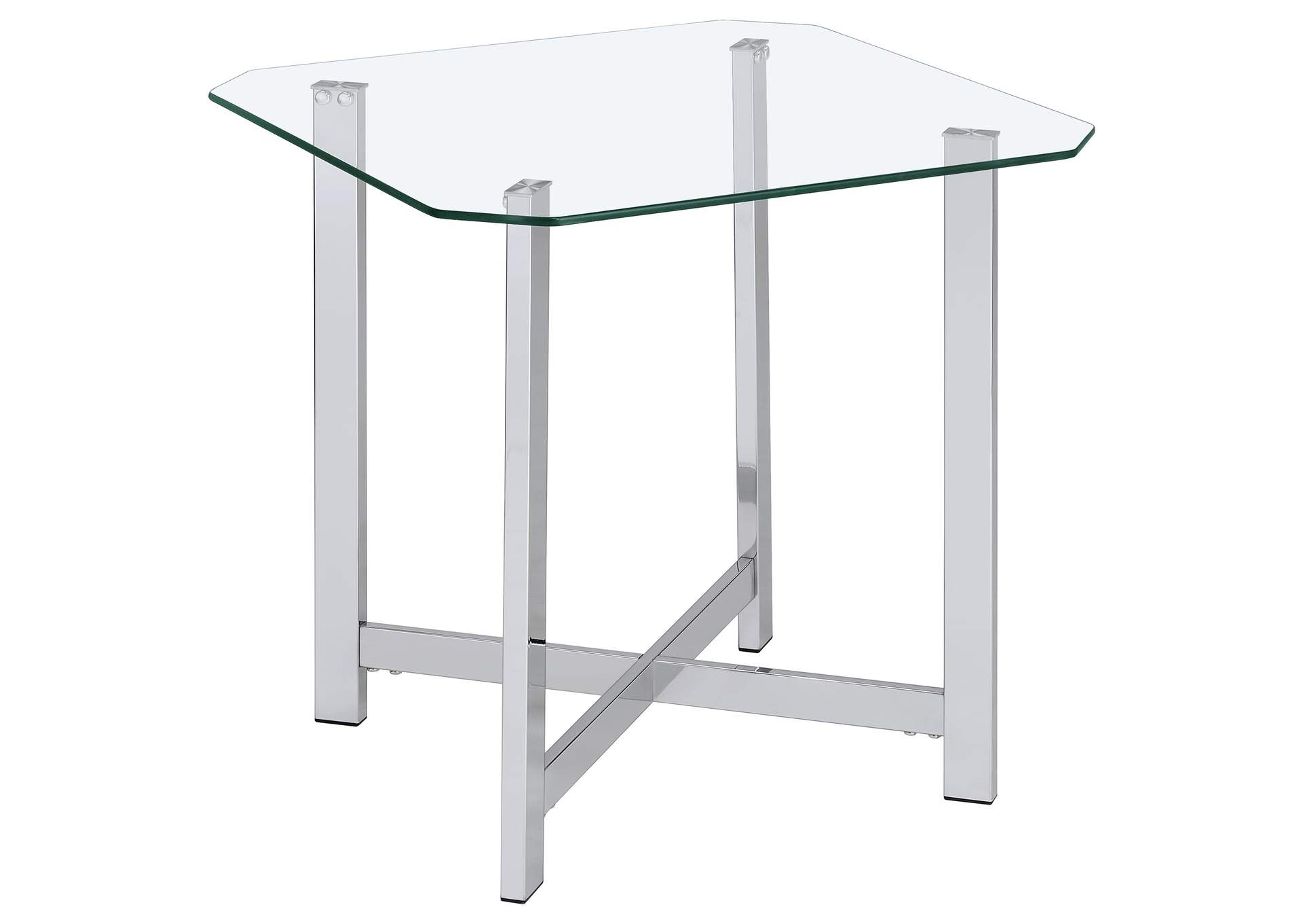 Cronin Square Tempered Glass Top Side End Table Chrome image 1