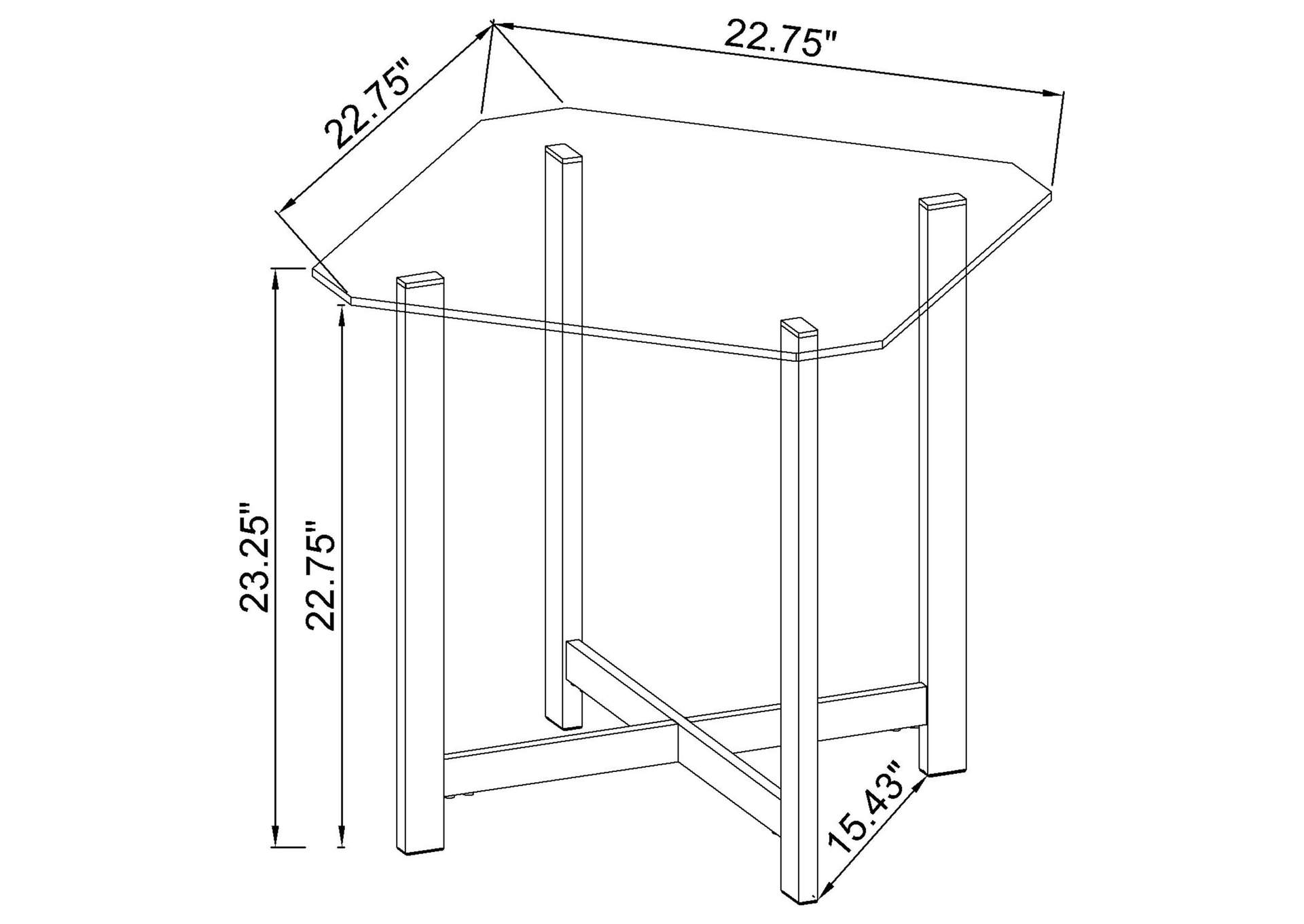 Cronin Square Tempered Glass Top Side End Table Chrome image 7