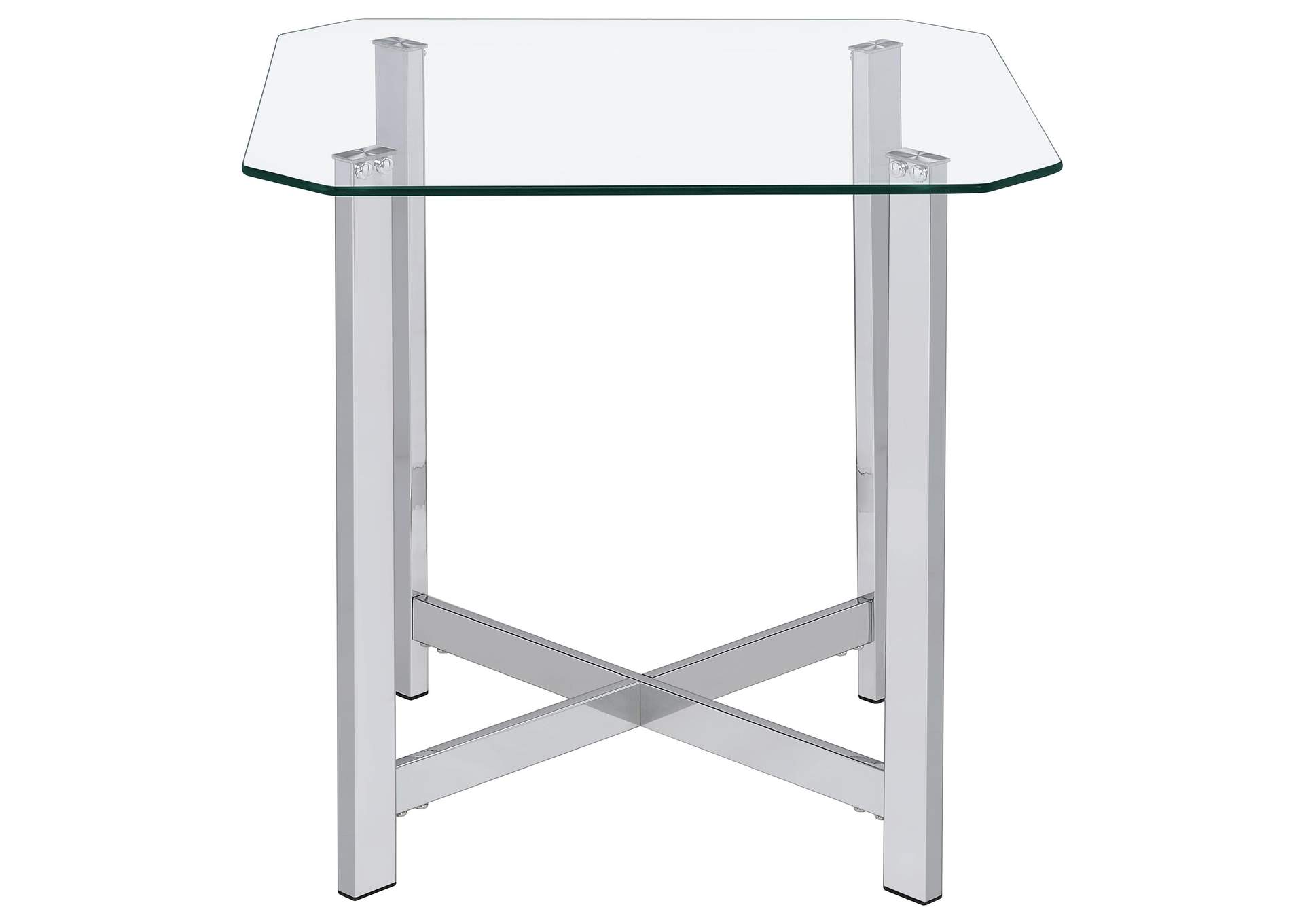Cronin 2-piece Tempered Glass Top Coffee Table Set Chrome image 6