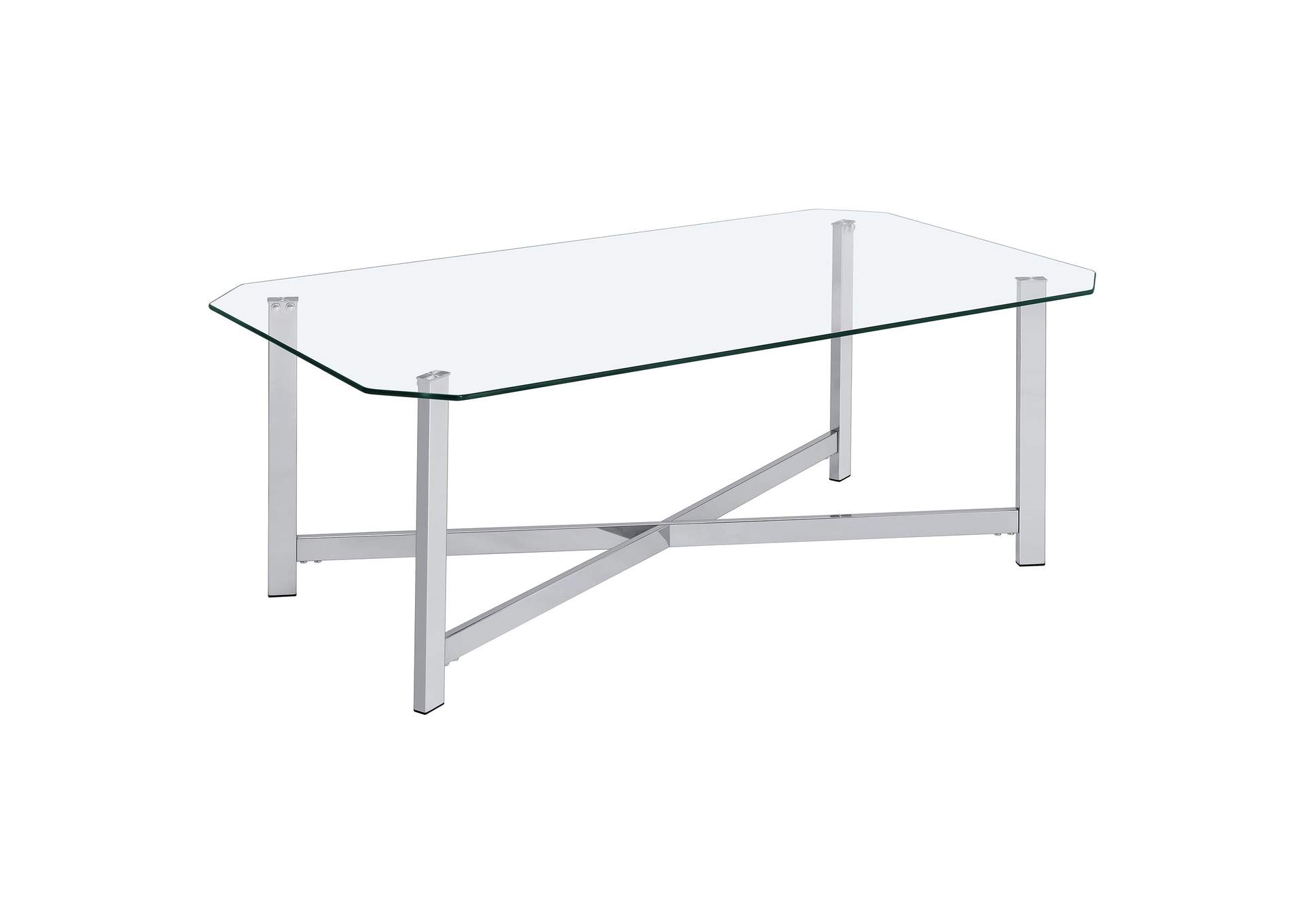 Cronin 3-piece Tempered Glass Top Coffee Table Set Chrome image 7