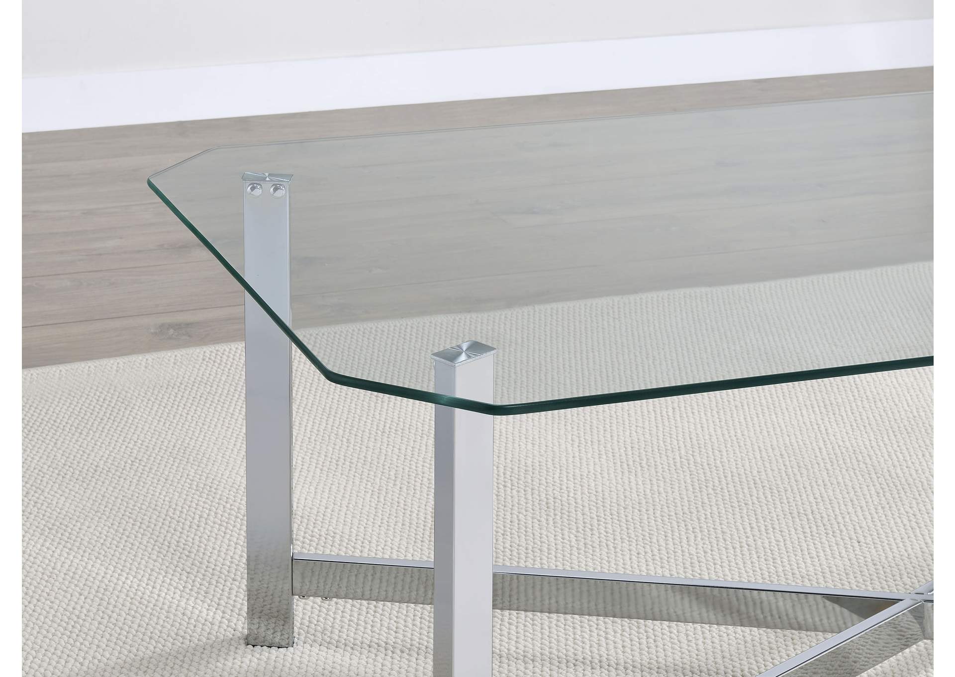 Cronin 3-piece Tempered Glass Top Coffee Table Set Chrome image 10