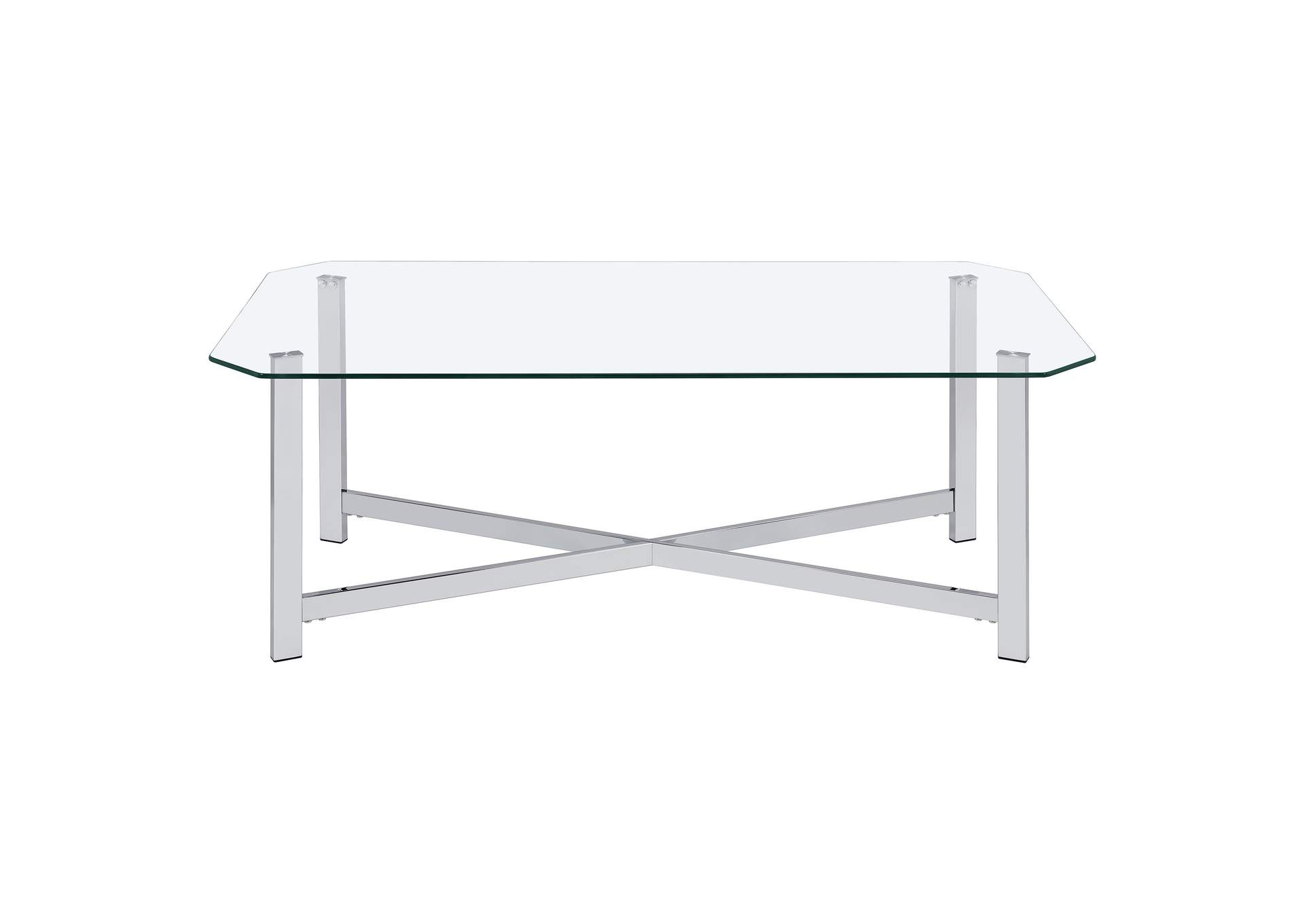 Cronin Rectangular Tempered Glass Top Cocktail Coffee Table Chrome image 4