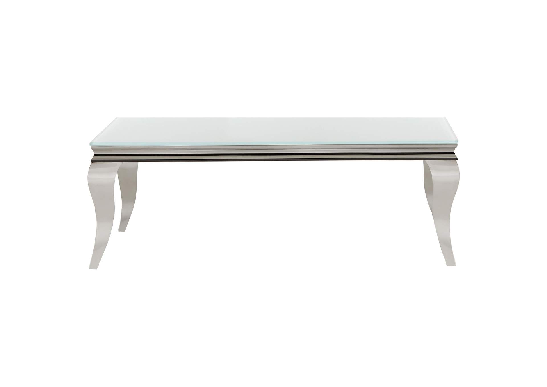 Carone Rectangular Glass Top Coffee Table White and Chrome