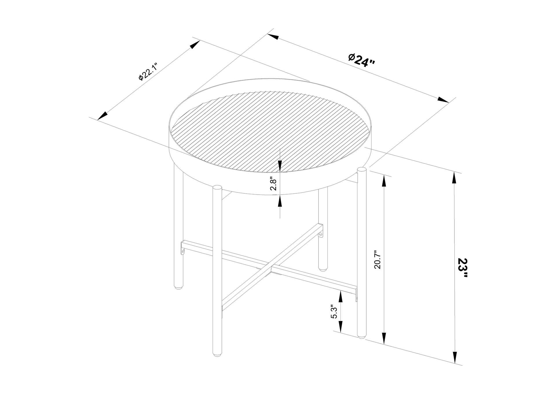 Ozella Round End Side Table with Recessed Top Sandy Black