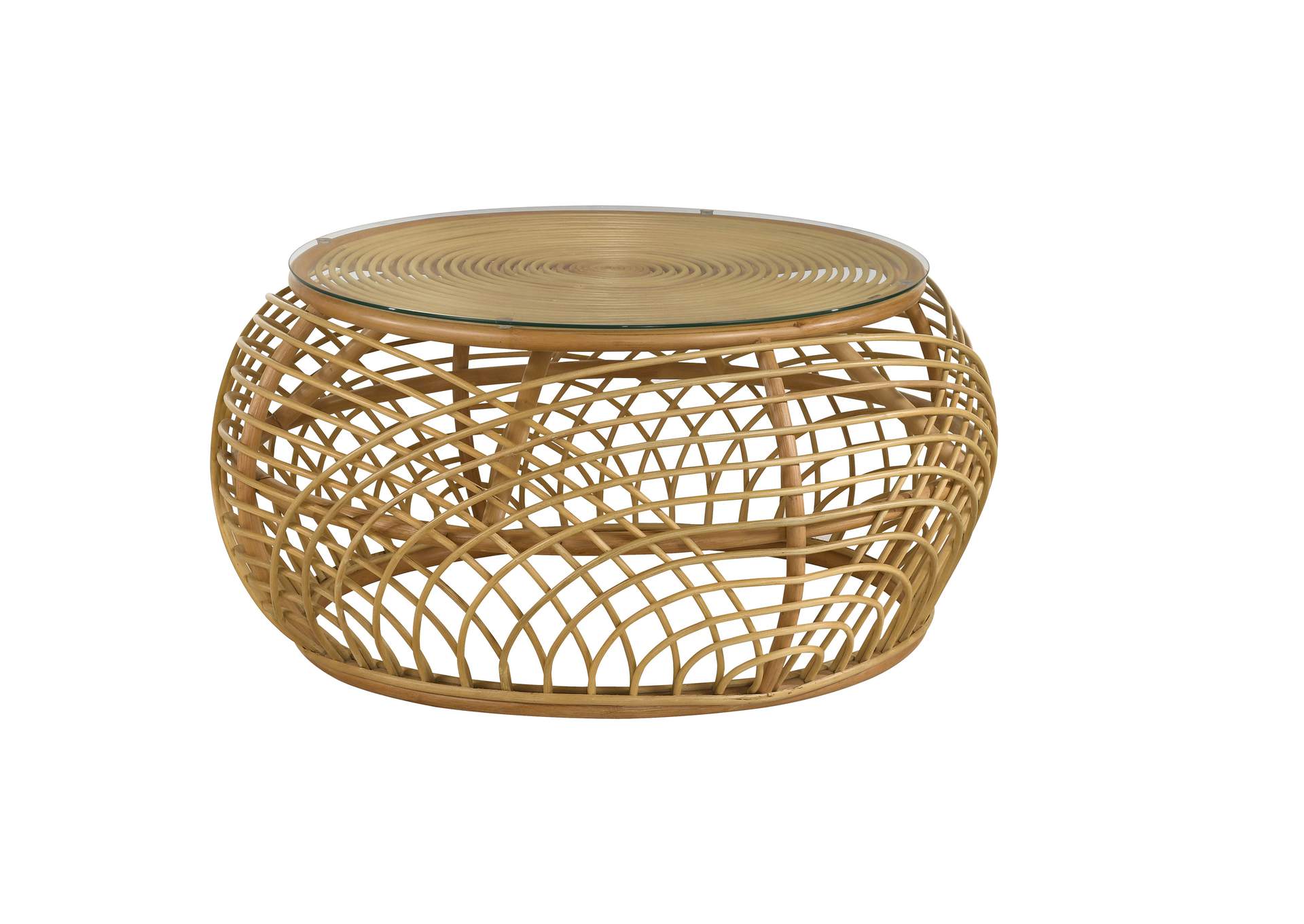 Dahlia 3-piece Round Rattan Coffee and End Table Set Natural