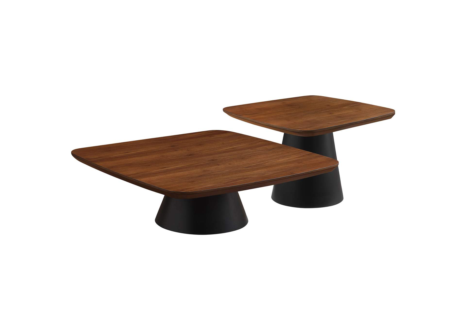 Eason 2-piece Coffee Table Set Walnut and Black