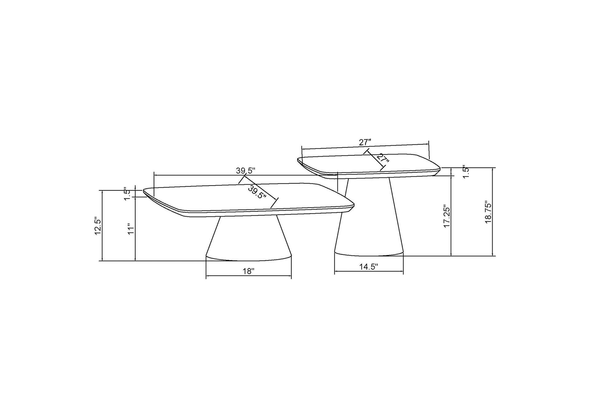 Eason 2-piece Coffee Table Set Walnut and Black